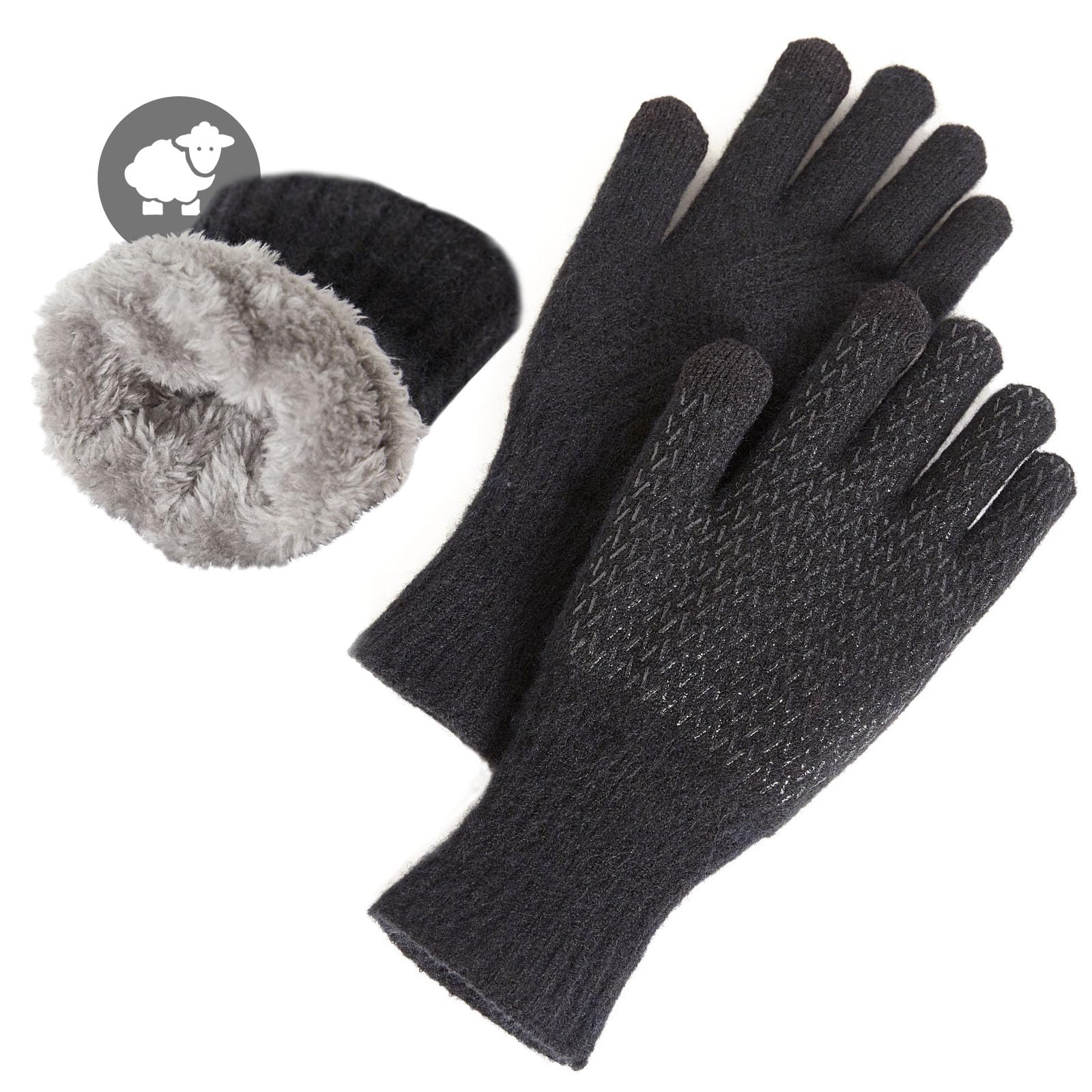 MAGISDU Guanti da donna Guanti termici invernali caldi Fodera in pile Lana Merino Touchscreen Doppio strato Grip elastico Guanti da esterno