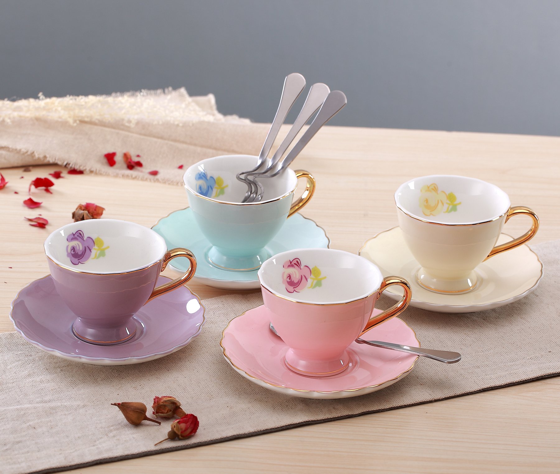 Amazon.com | Jusalpha® Fine China Coffee Bar Espresso Cups