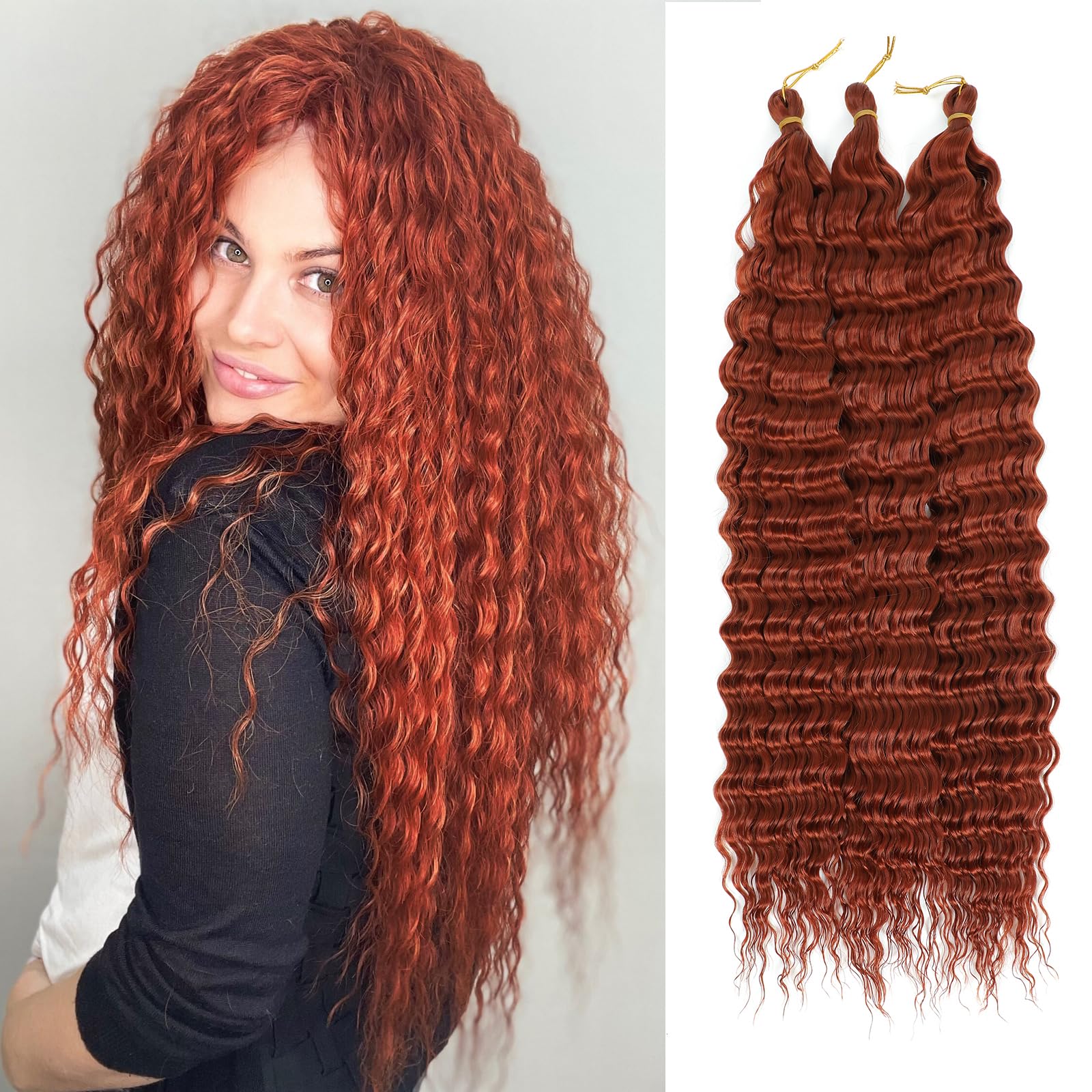 MLETULIPS Ocean Wave Crochet Hair Extensions Deep Wave Braiding Crochet Hair Soft Synthetic Curly Braiding Crochet Hair for Black Women (350#