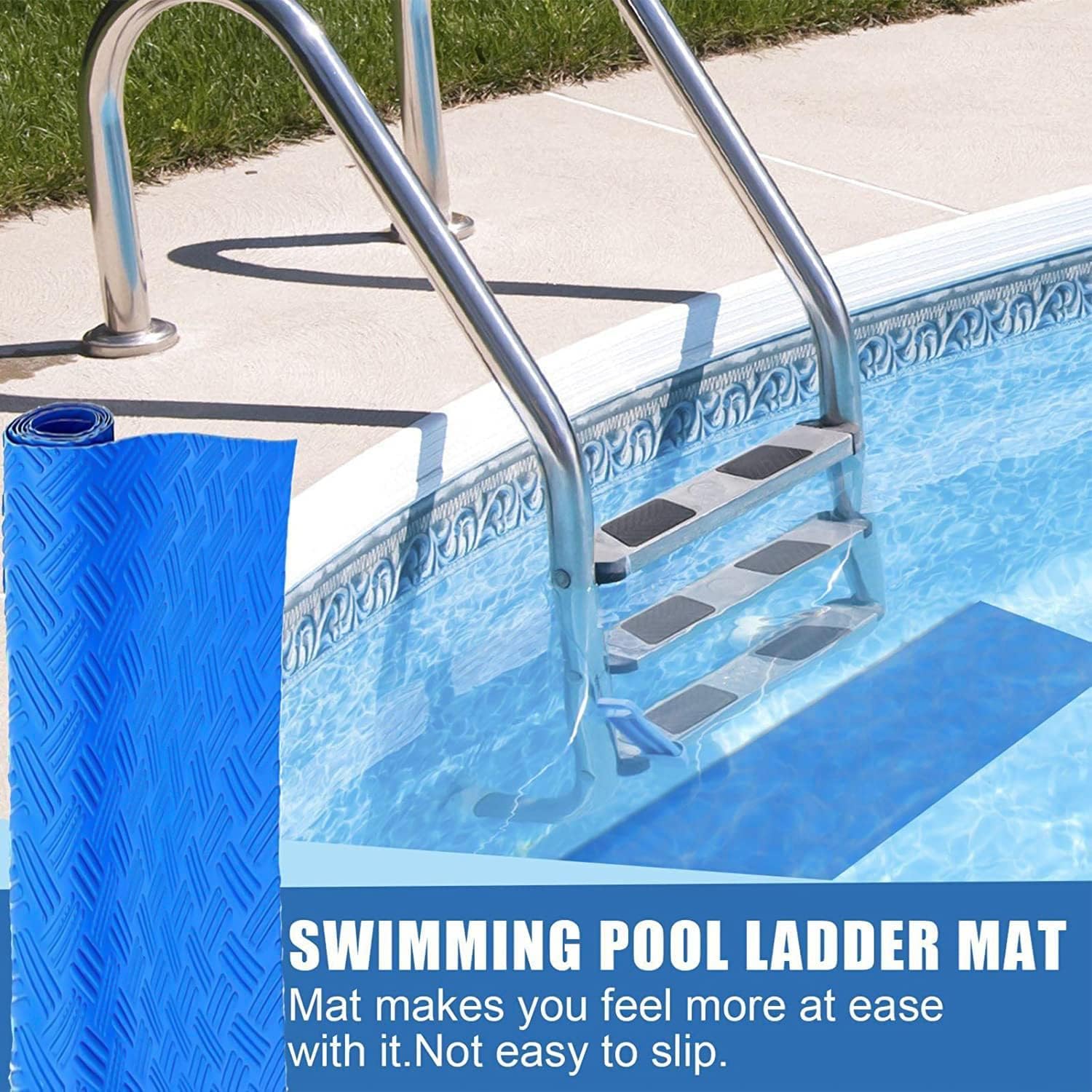YUEWO 2 Rolls Swimming Pool Ladder Mat, Non-Slip Pool Step Mat, Protective Pool Ladder Pad Step Mat with Non-Slip Textur for Above Ground Swimming Pool Steps …