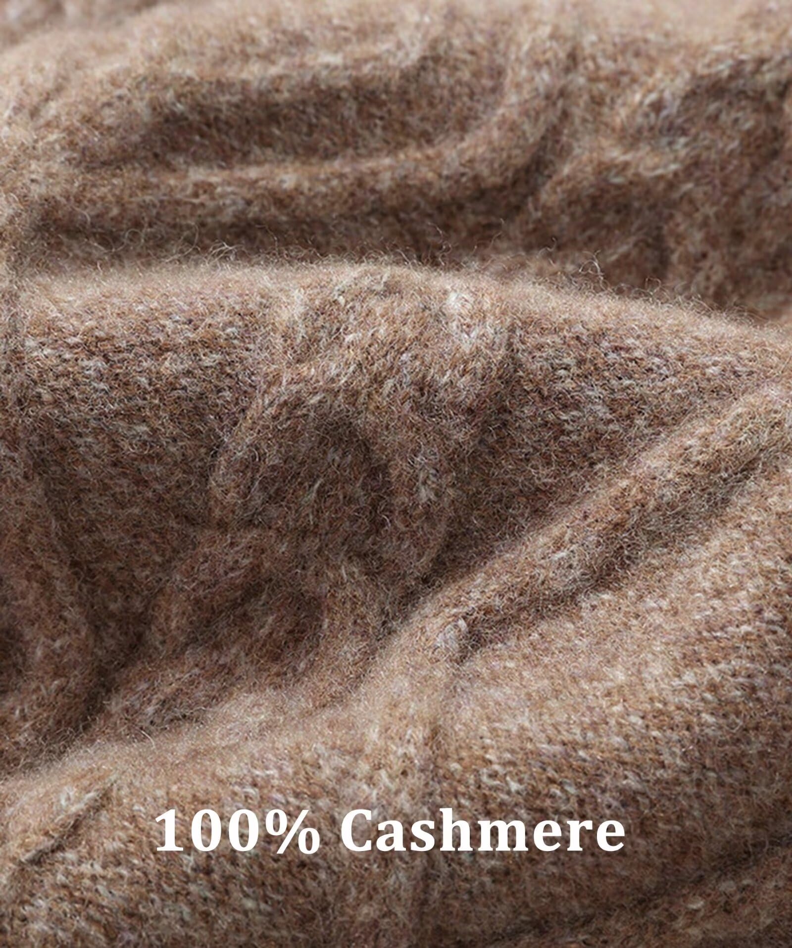 HNVAVQ Maglione Uomo a Trecce 100% Puro Cachemire Girocollo Maglia Invernale Morbida