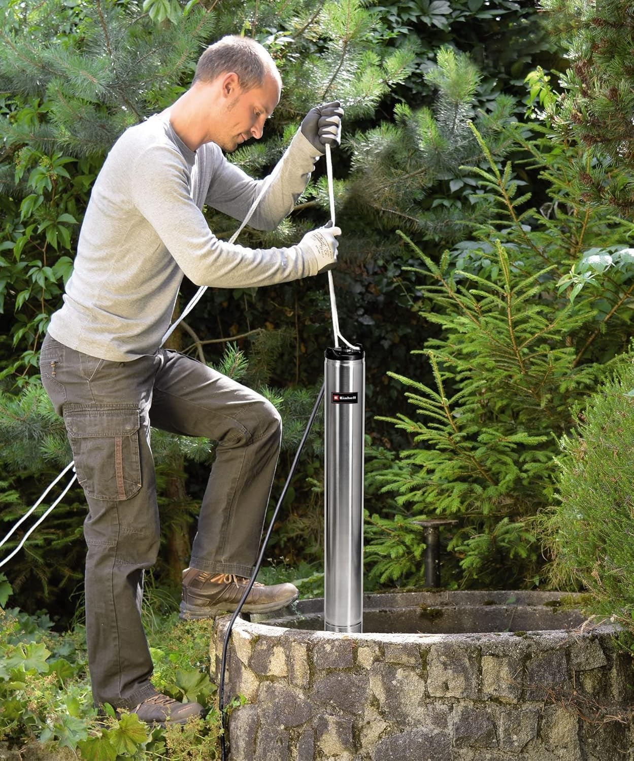 Einhell Tiefbrunnenpumpe GE-DW 1155 N-A (1.100 Watt, bis zu 6.000 L/h, max. Förderhöhe 55 m, Pumpendurchmesser 98 mm, 22 m Netzkabel, Automatikfunktion)