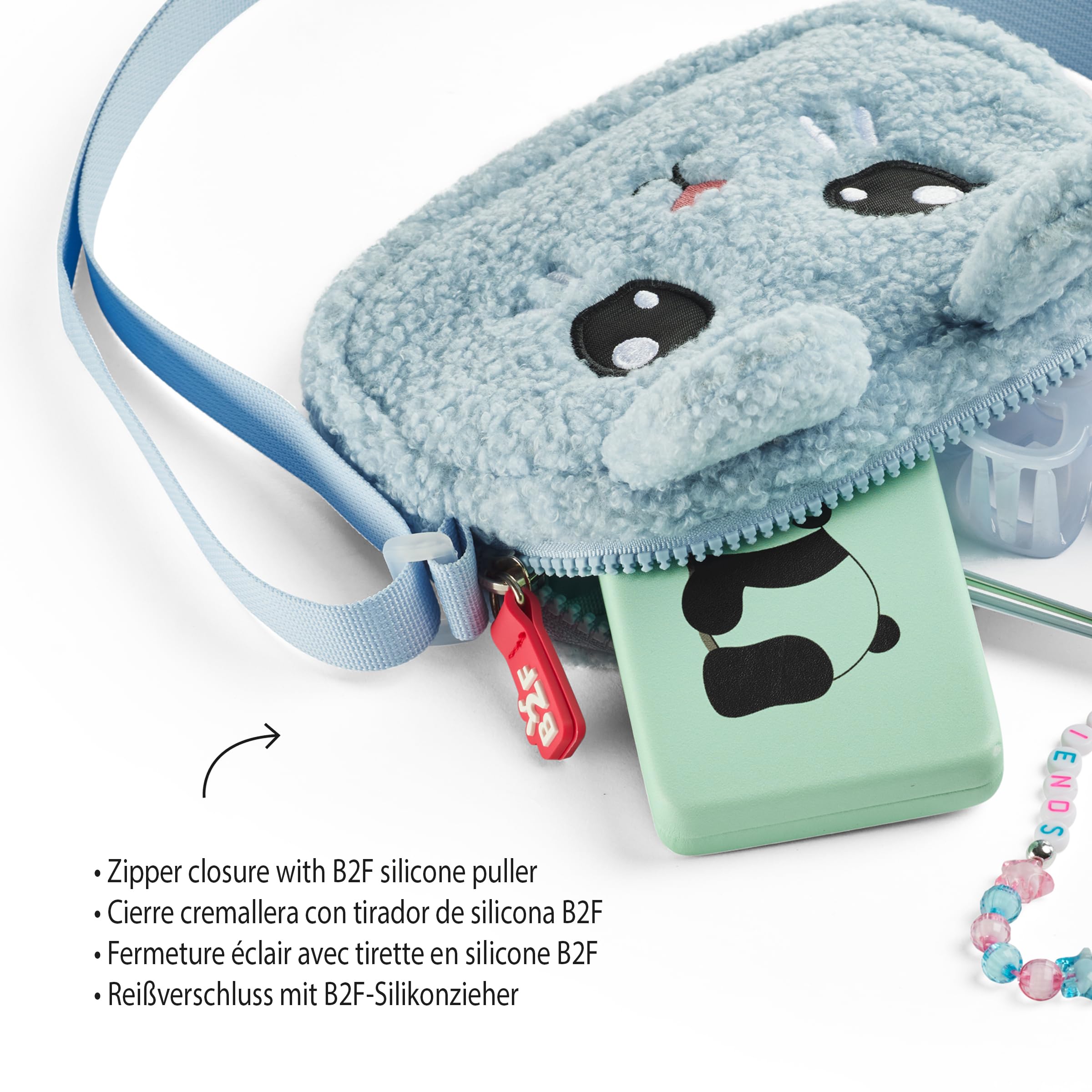 Back2Fun BORSA Pelosa Coniglio B2F, Borsa a tracolla unisex per bambini, 175 x 160 x 35 mm, blu, 175 x 160 x 35 mm