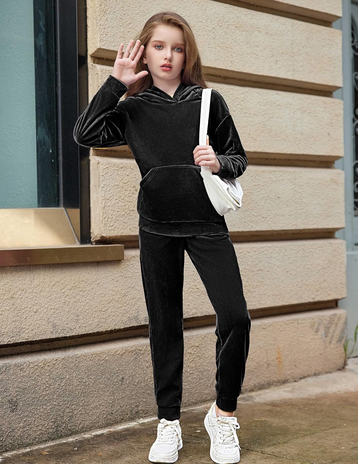 Arshiner Girls Velour 2 Pieces Tracksuits Outfits Athletic Hoodies Sweatshirts and Sweatpants Athletic Clothing Sets - Image 6