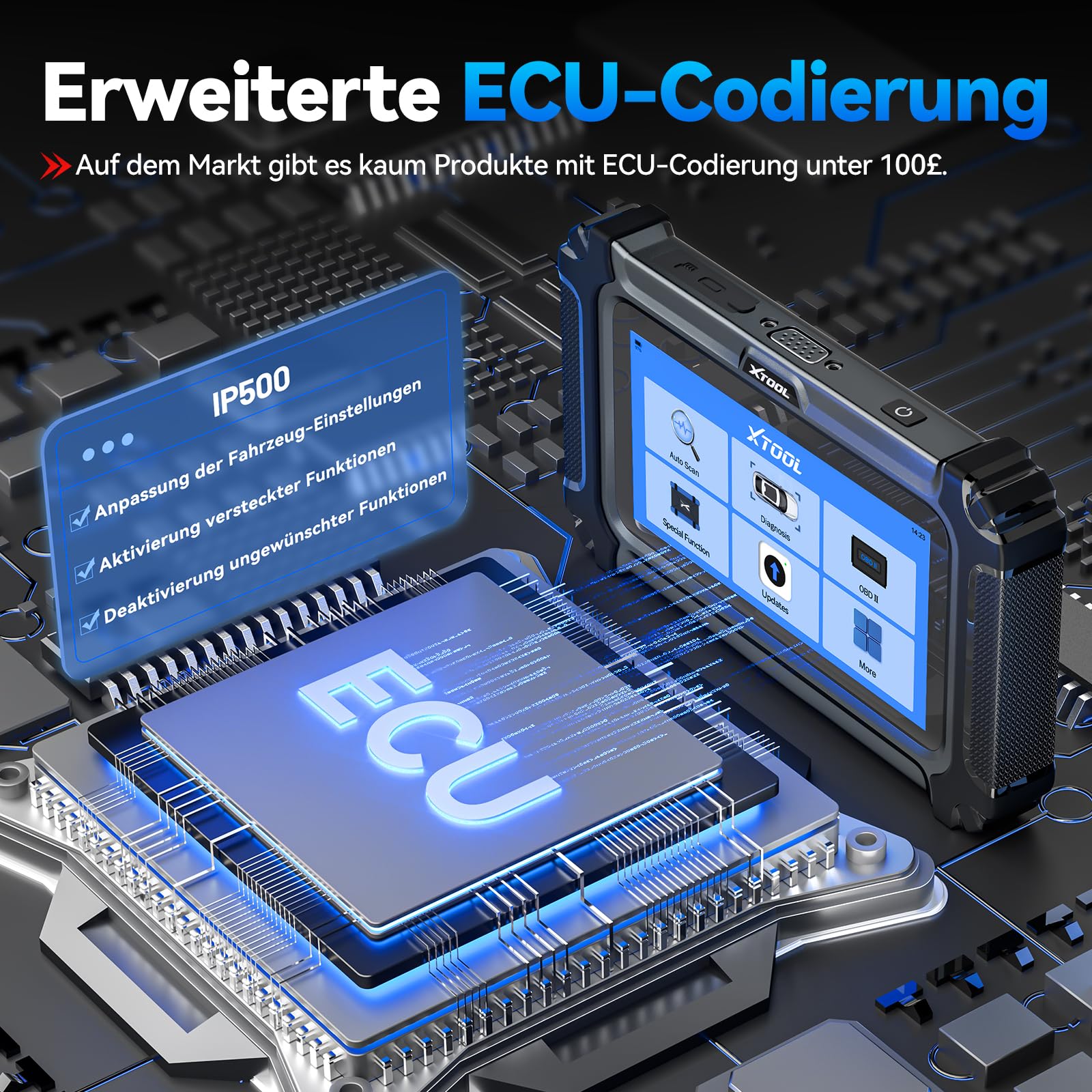 XTOOL IP500-BMR OBD2 Diagnosegerät für BMW/Mini/RR, ECU Codierung, Bidirektionale Steuerung, Vollsystem, Batterieregistrierung, 23+ Resets, ABS EPB SAS SRS DPF, Live-Daten, Lebenslang Updates