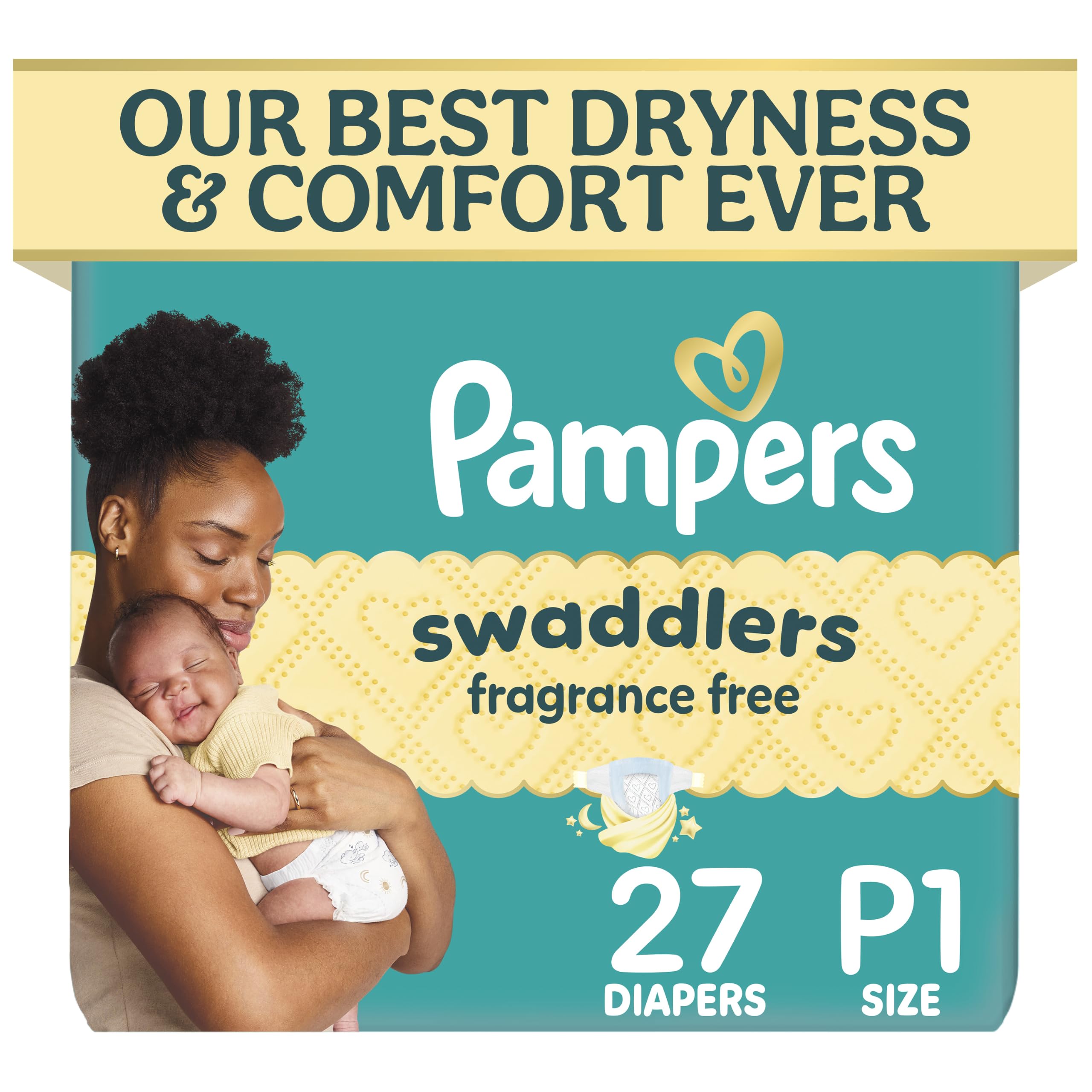 Photo 1 of Pampers Swaddlers Diapers, Size p (up to 6 lbs), 27 Count, Fragrance Free, Hypoallergenic, Absorbent, Pediatrician Recommended, Skin Safe