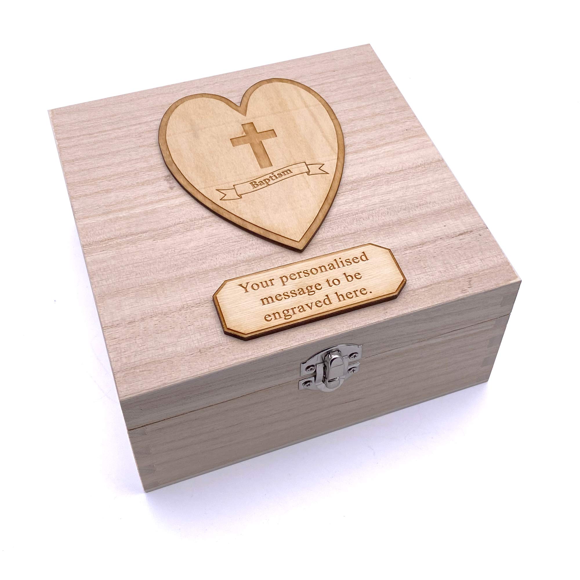Ukgiftstoreonline Personalised Baptism Wooden Keepsake Memory Gift Box
