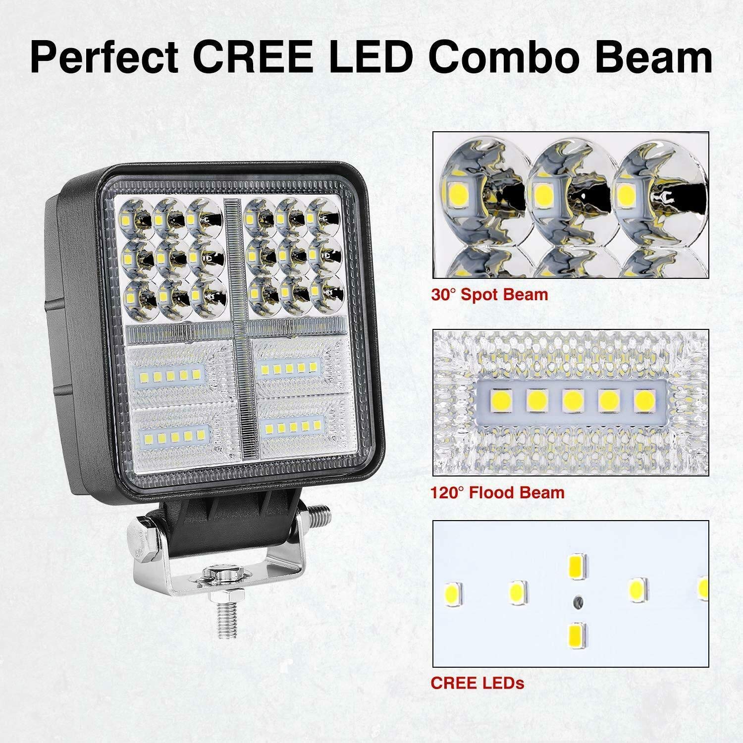 AB flexzon 6x 4 LED 162 W kwadratowa praca przeciwmgielna miejsce DRL nurkowanie białe krzyż światła lampa 24 V 6500 K