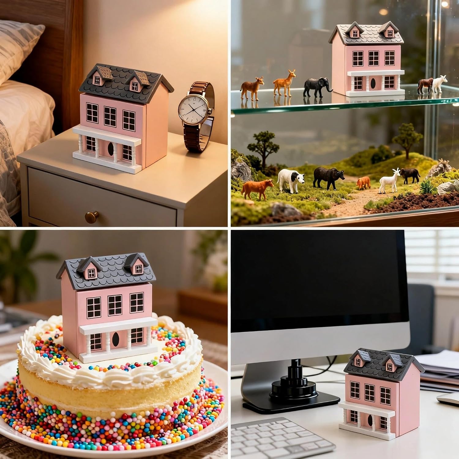 Dollhouse Miniature Villa Wooden Tiny House Compact Model image 2