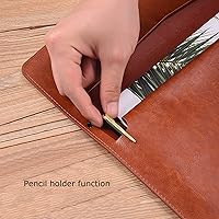 Vista 4 de Enyuwlcm Carpeta de archivo A4 de cuero de la PU, portadocumentos con cierre a presión para el contrato de recibo, color marrón