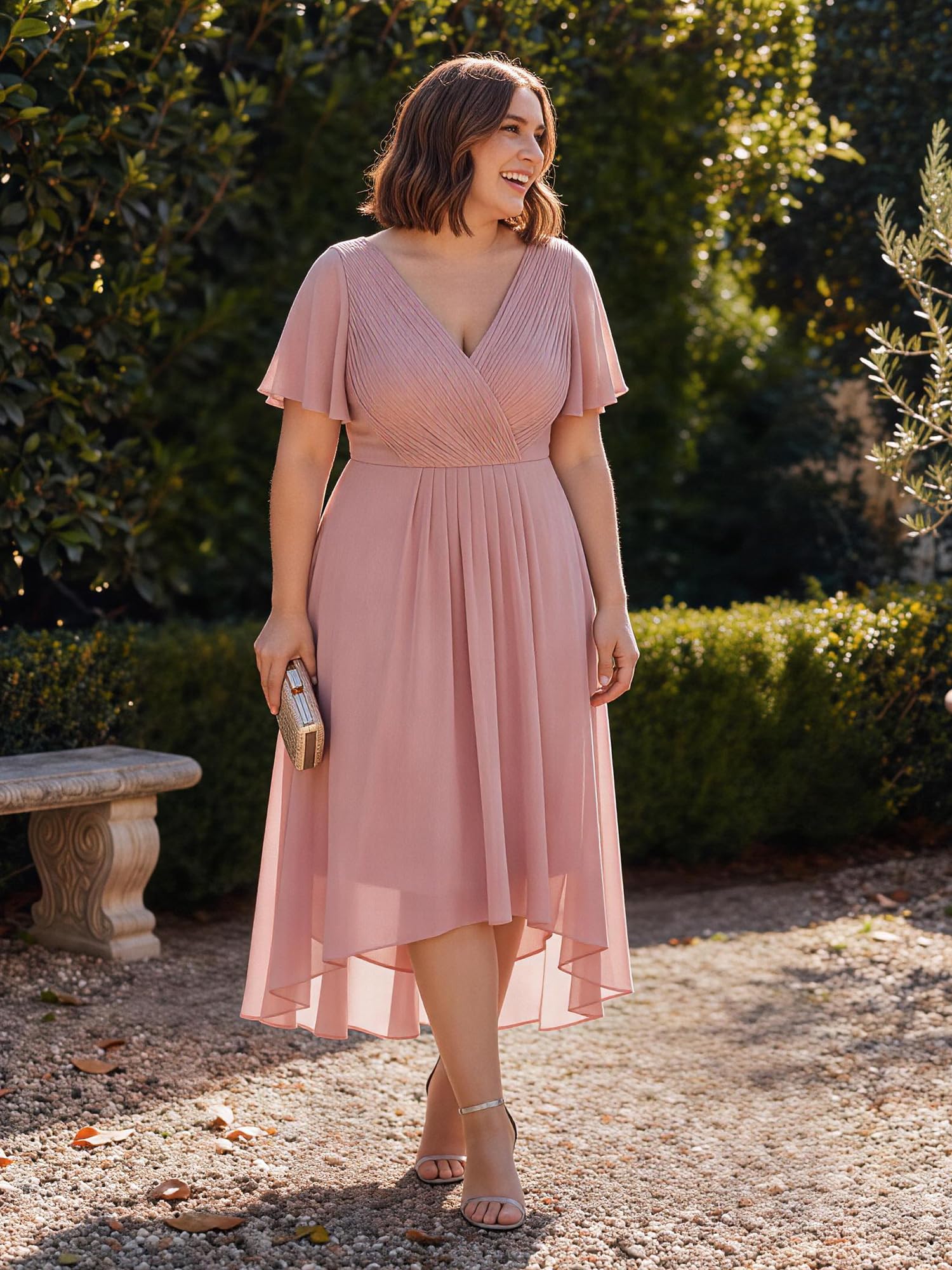 Ever-Pretty Plus Abiti da sposa da cocktail da donna High Low Plus Size