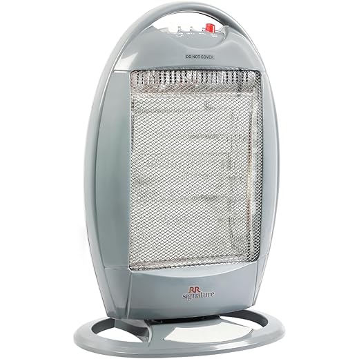 RR Signature FLAREX Halogen Room Heater 1200 Watt | 3 Rod, 3 Heat Setting (400W/800W/1200W) | 180 Degree Oscillation | Metal Grill For Safety | Silent Operation | 2 Year Warranty