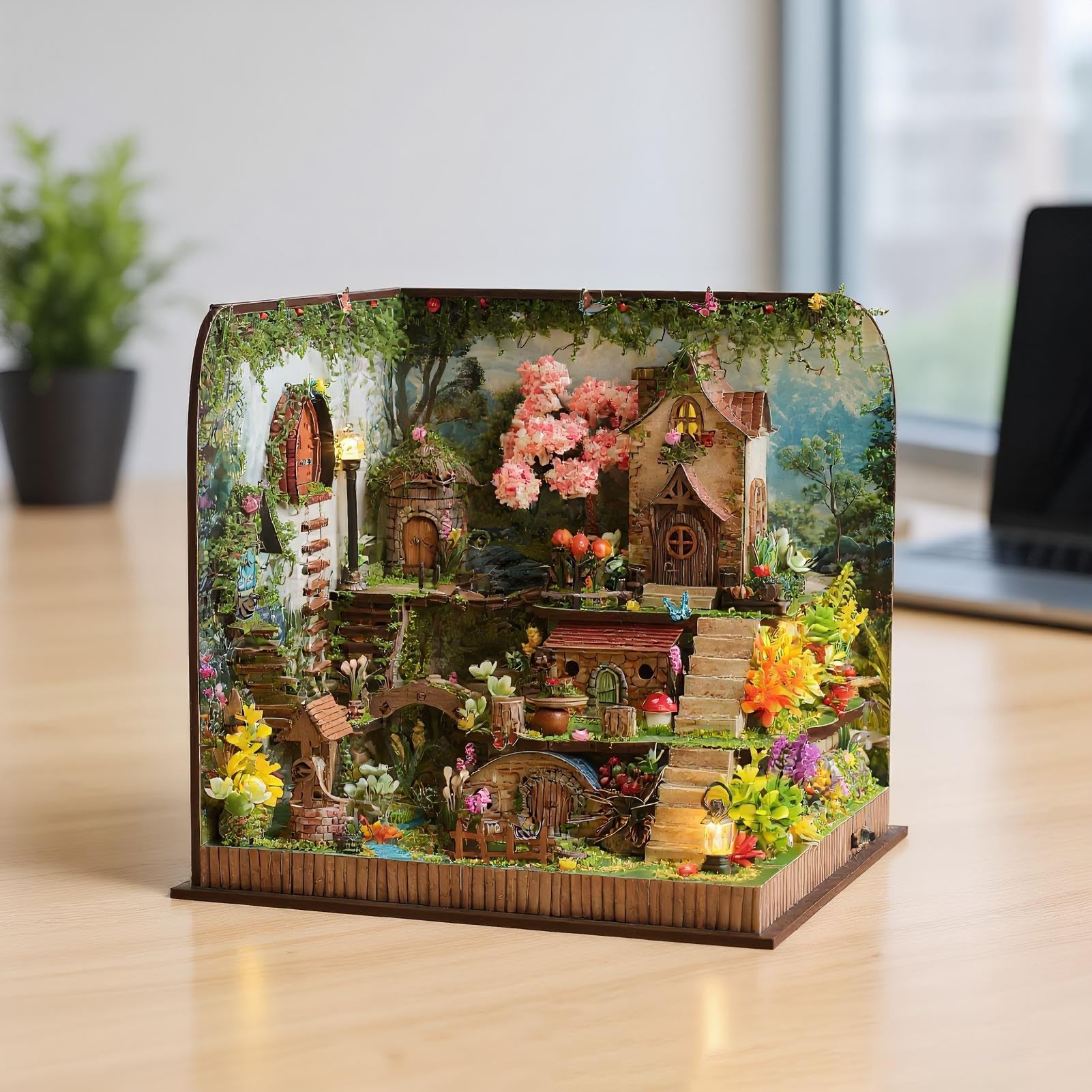 Miniaturhaus Bausatz DIY Regaleinsatz Bausatz | Handgefertigtes Hausmodell Für Erwachsene Jugendliche Zuhause Bibliothek Schlafzimmer Bücherregal-Display Feiertag