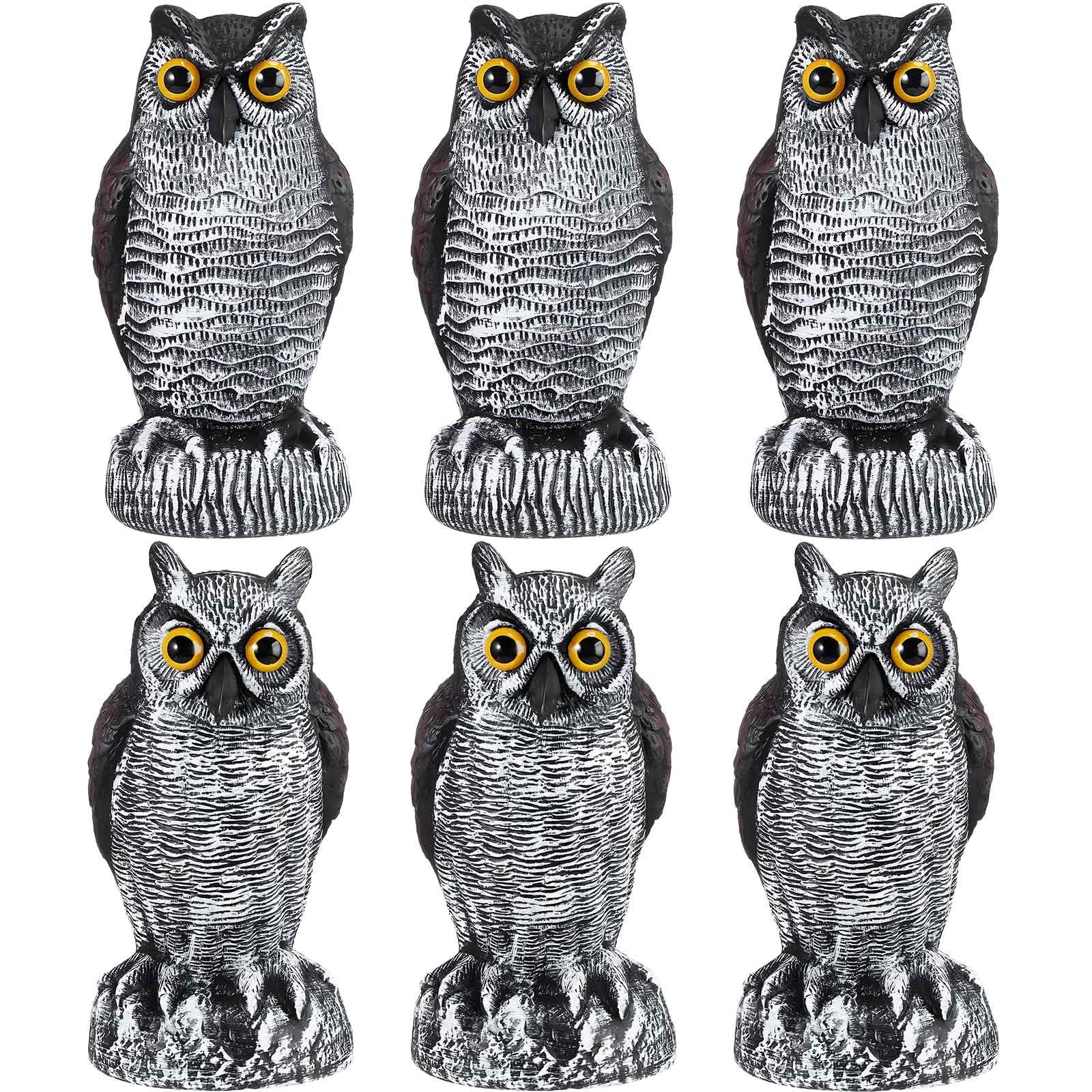 Thyle 6 Pcs Fake Owl Decoys to Scare Birds Away Bird Repellent Devices Outdoor Plastic Owl Statue Weatherproof Owl Bird Deterrent Owl Scarecrows Halloween Decoration for Outdoor Garden Yard