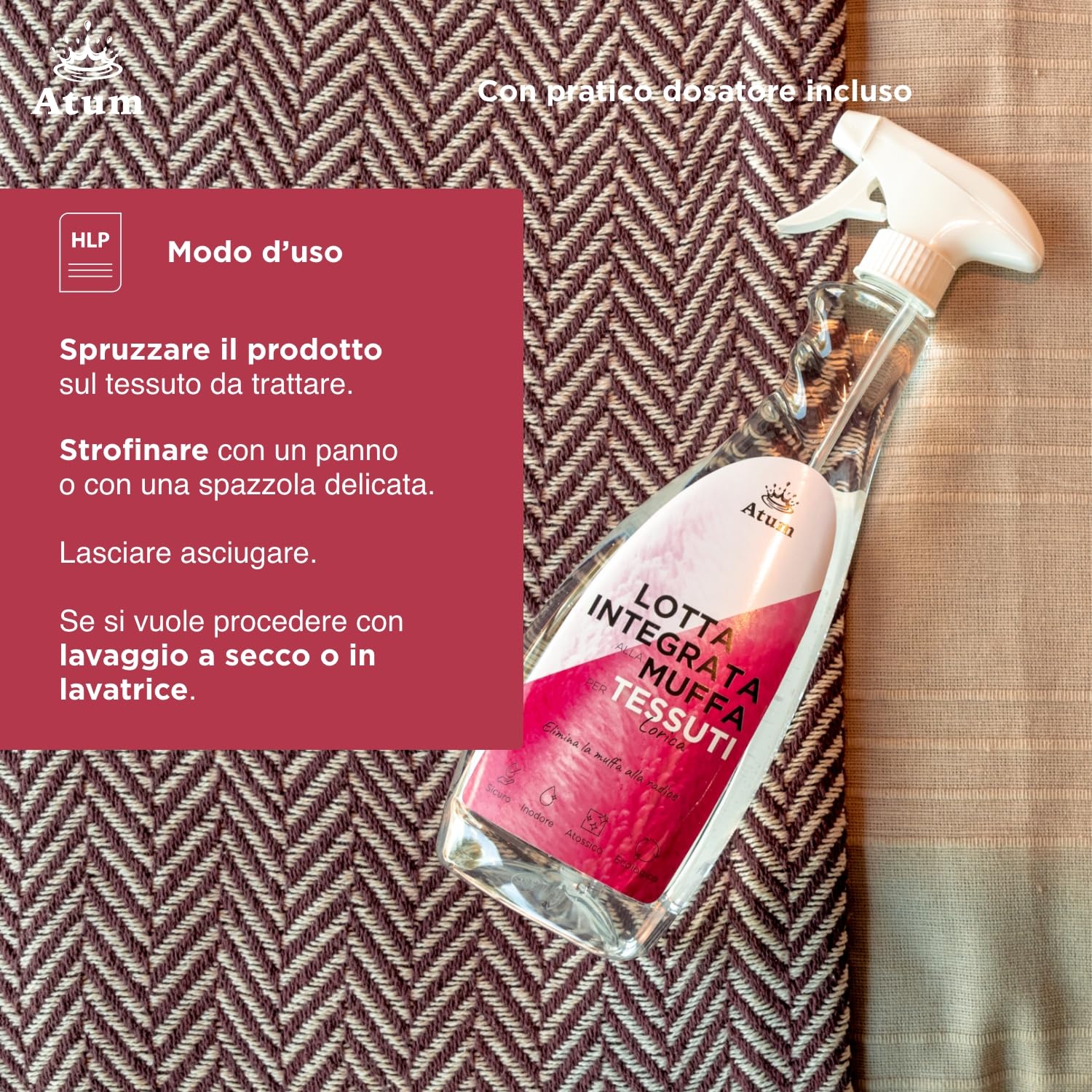 Lorica - Rimuove la Muffa dai Tessuti - Igienizza Pelle, Lana e Fibre Delicate - Inodore e Atossico - 2 lt