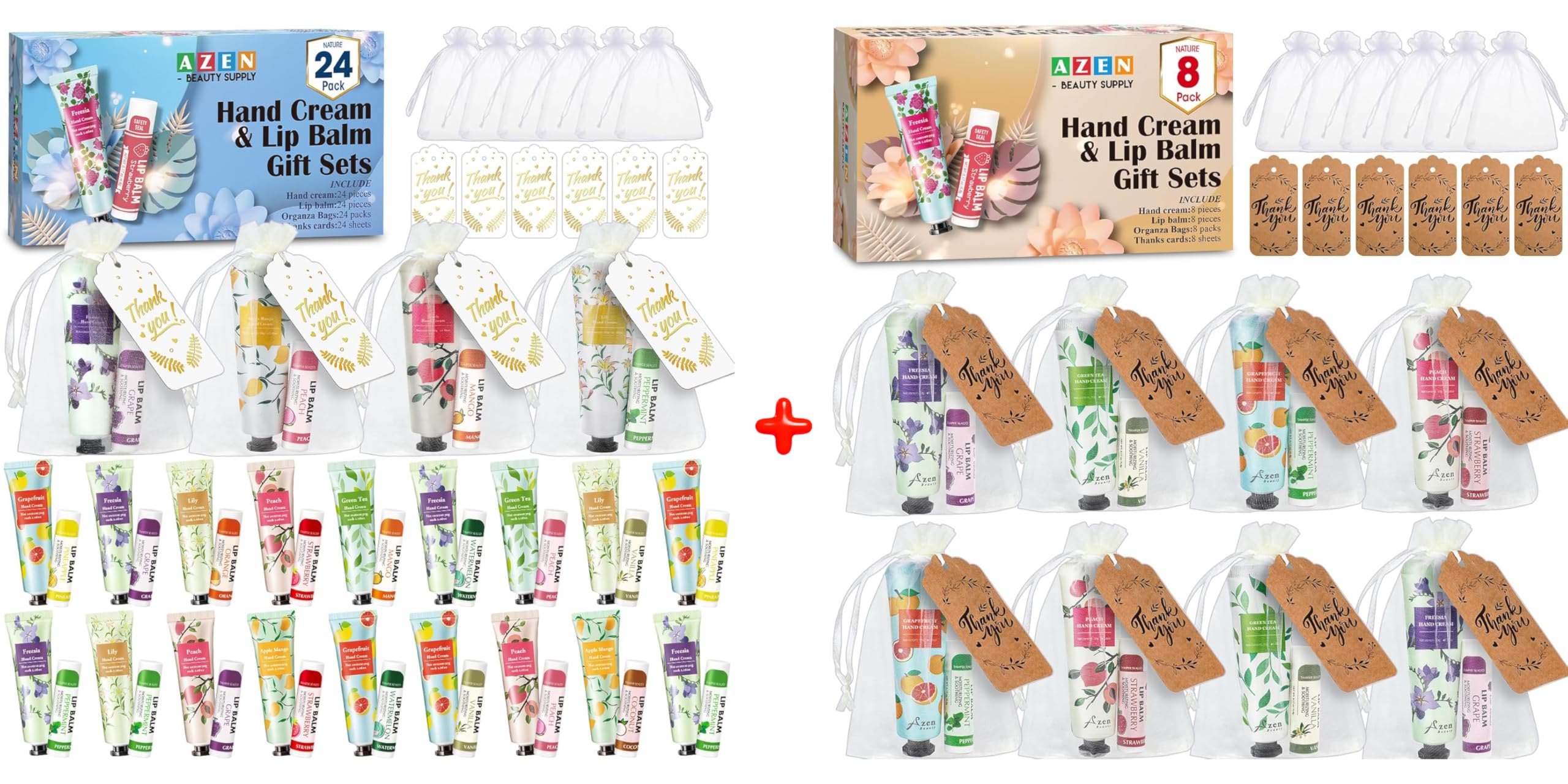 Amazon.com : AZEN 32 Sets Bulk, Hand Cream and Lip Balm Bulk Set