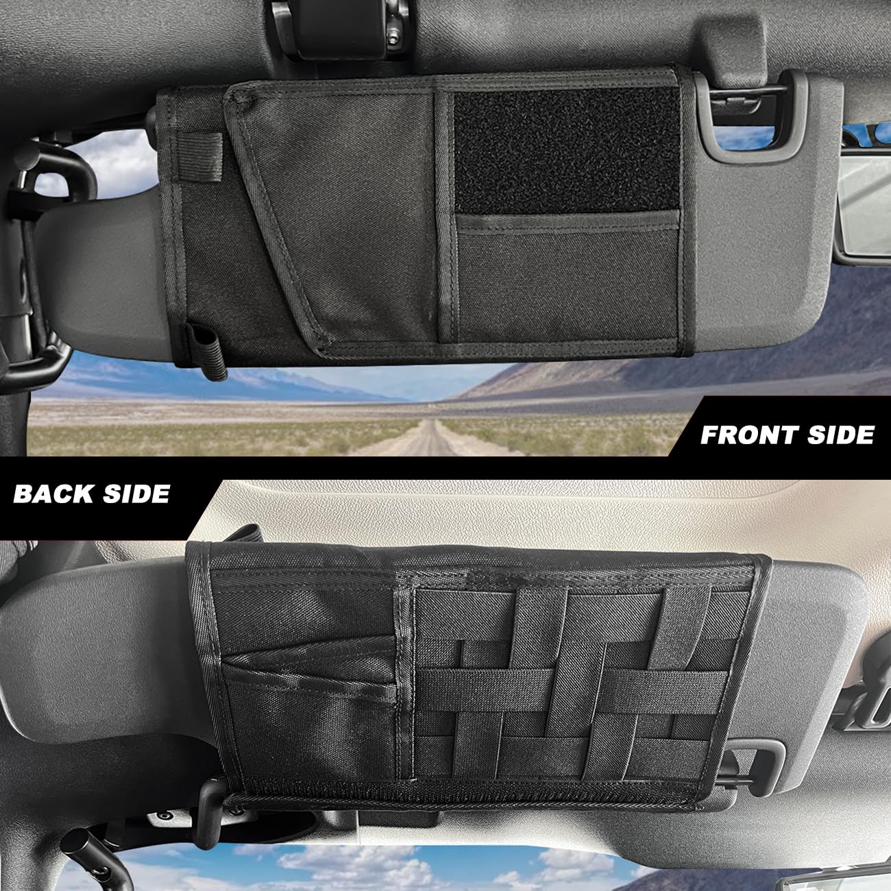 Sun Visor Organizer for Jeep Wrangler,Visor Storage Cover Visor Panel Organizer Pouch Holder for Jeep Wrangler JK JL & Gladiator JT 2007-2023,1Pcs