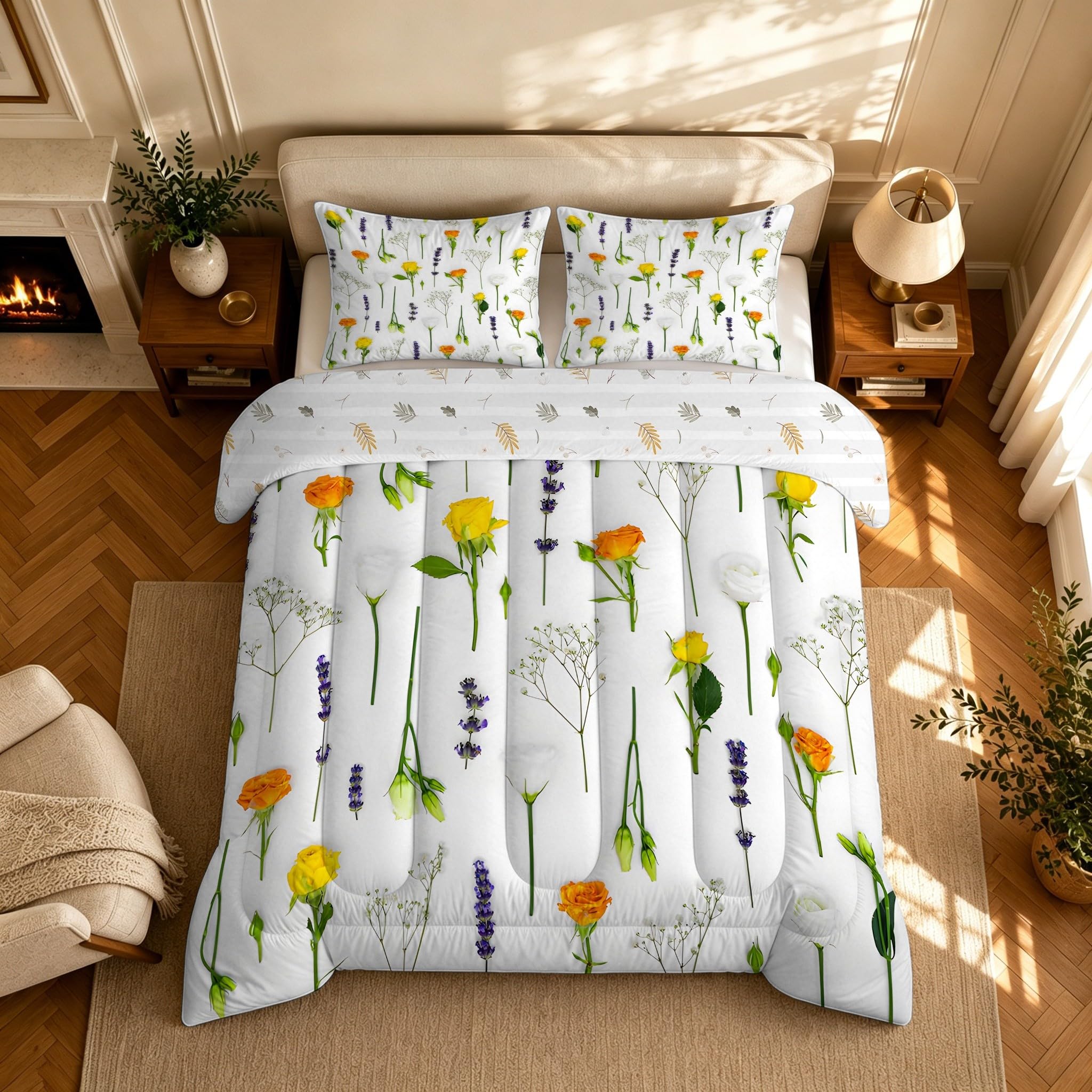 Couette 140x200 Enfant Sans Housse Imprimée Roses multicolores 4 Saisons