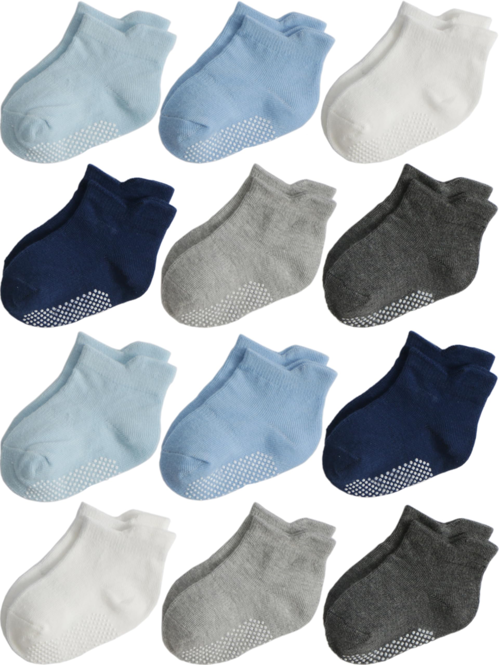 Aroveea Toddler Socks Non Slip Grip Ankle Baby 12 Pack for Kids Boys Girls