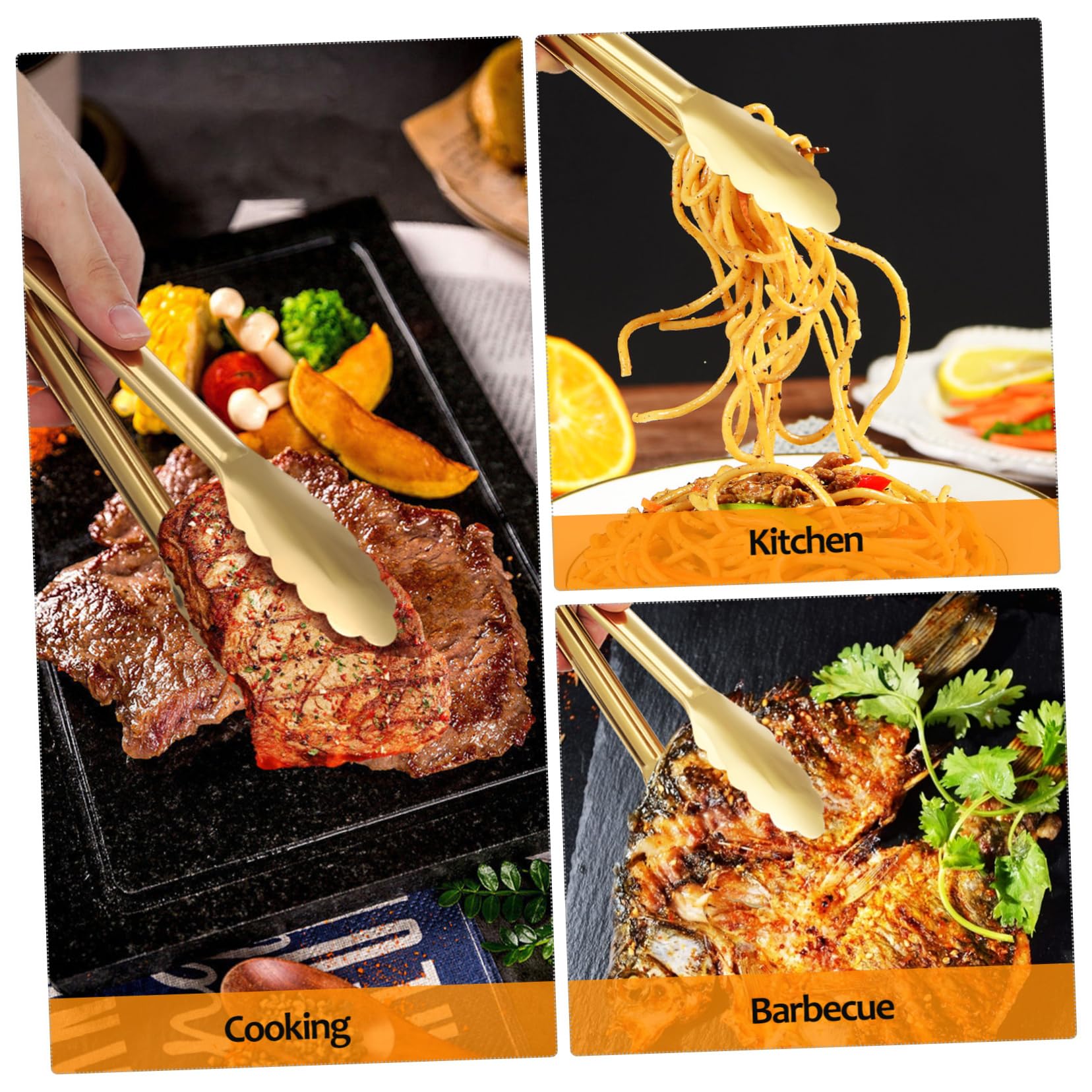4pezzi Pinze Da Cucina Acciaio Inossidabile Per Barbecue Insalate e Servizio Utensili Multiuso Per Cucinare e Grigliare