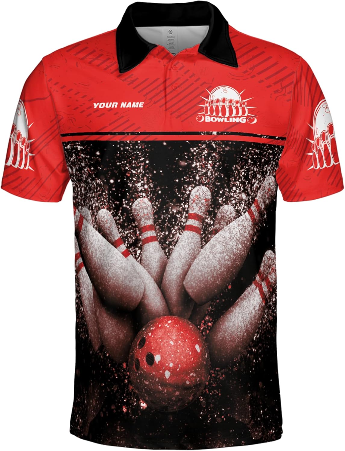ThuhaTree Store Personalized Bowling Men & Women Polo Shirt S-5XL, Mens Bowling Polo Shirt, Bowling Polo for Men (Style 7) Multi