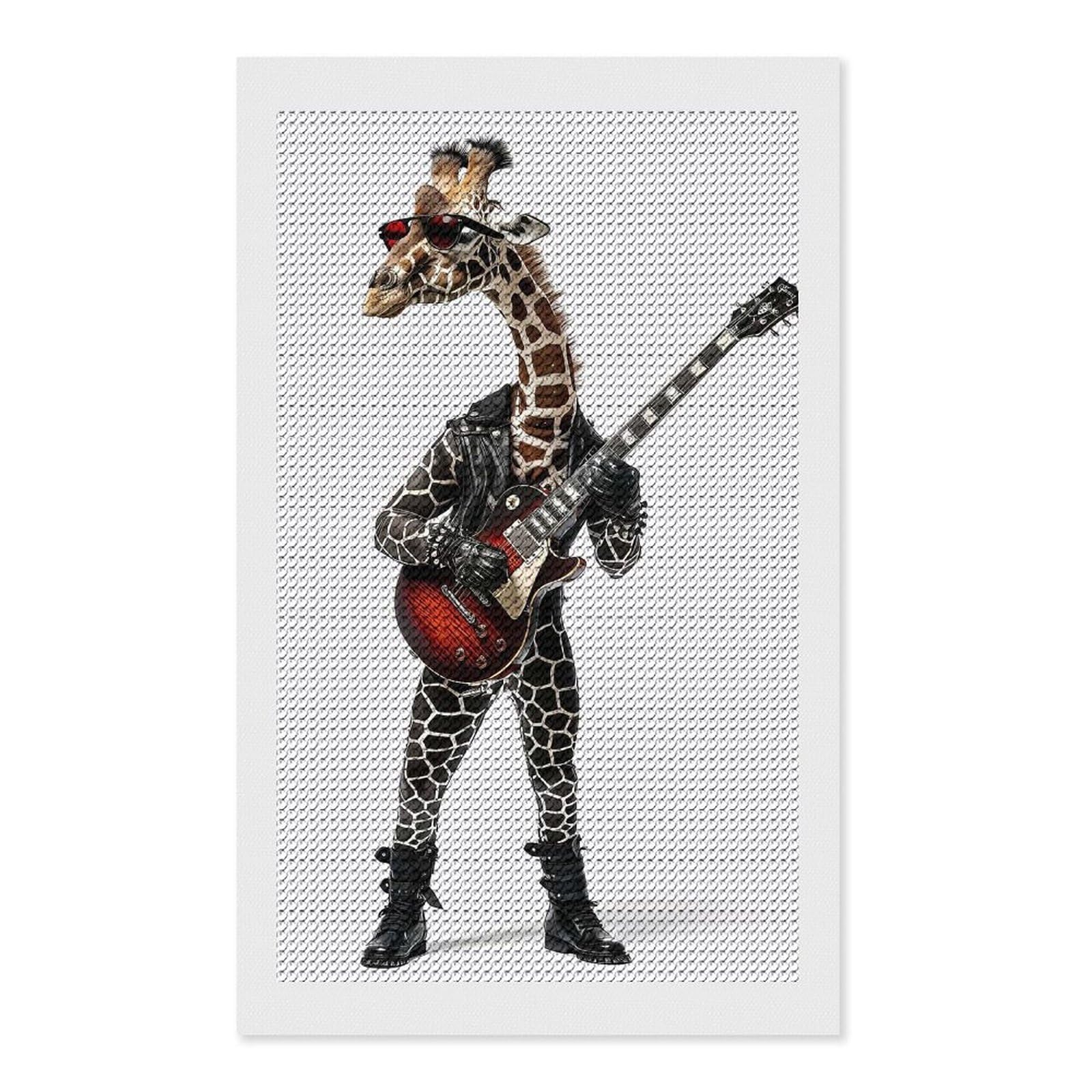 Junmoney Giraffe Guitar Diamond Painting Canvas Set 12"x20", for Beginners, Complete Accessories, Christmas Gift, Modern Decor