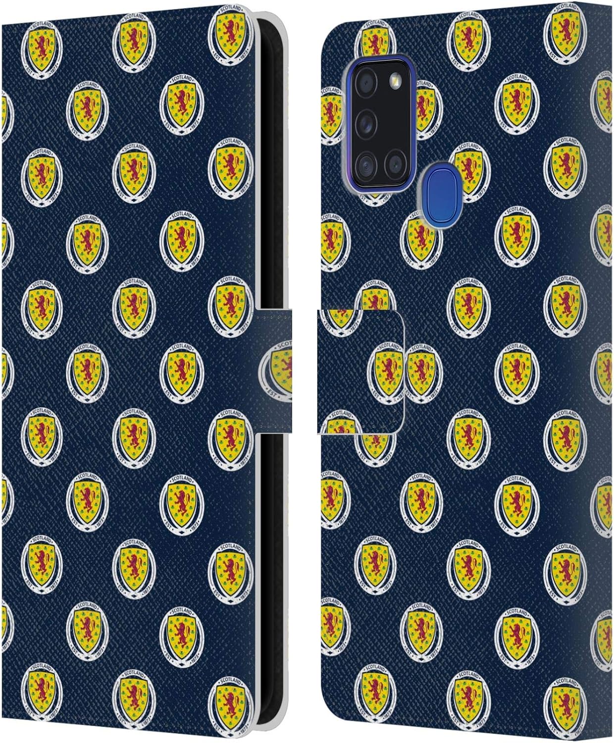Head Case Designs Officially Licensed Scotland National Football Team Pattern Logo 2 Leather Wallet Case Compatible with Samsung Galaxy A21s (2020)