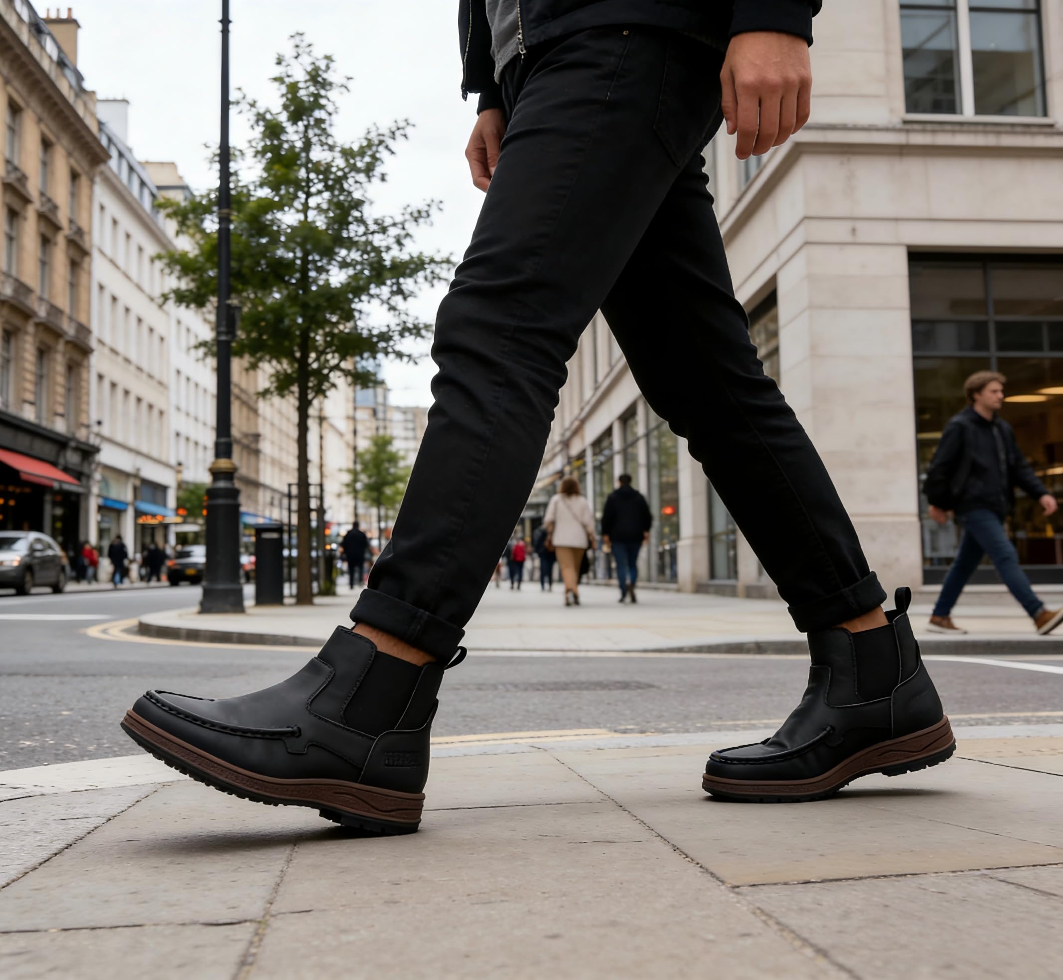 YOUTHUP Bottines Chelsea Homme Vintage Bottes Cuir PU Ankle à enfiler Boots Casual Confortable Mode Ville