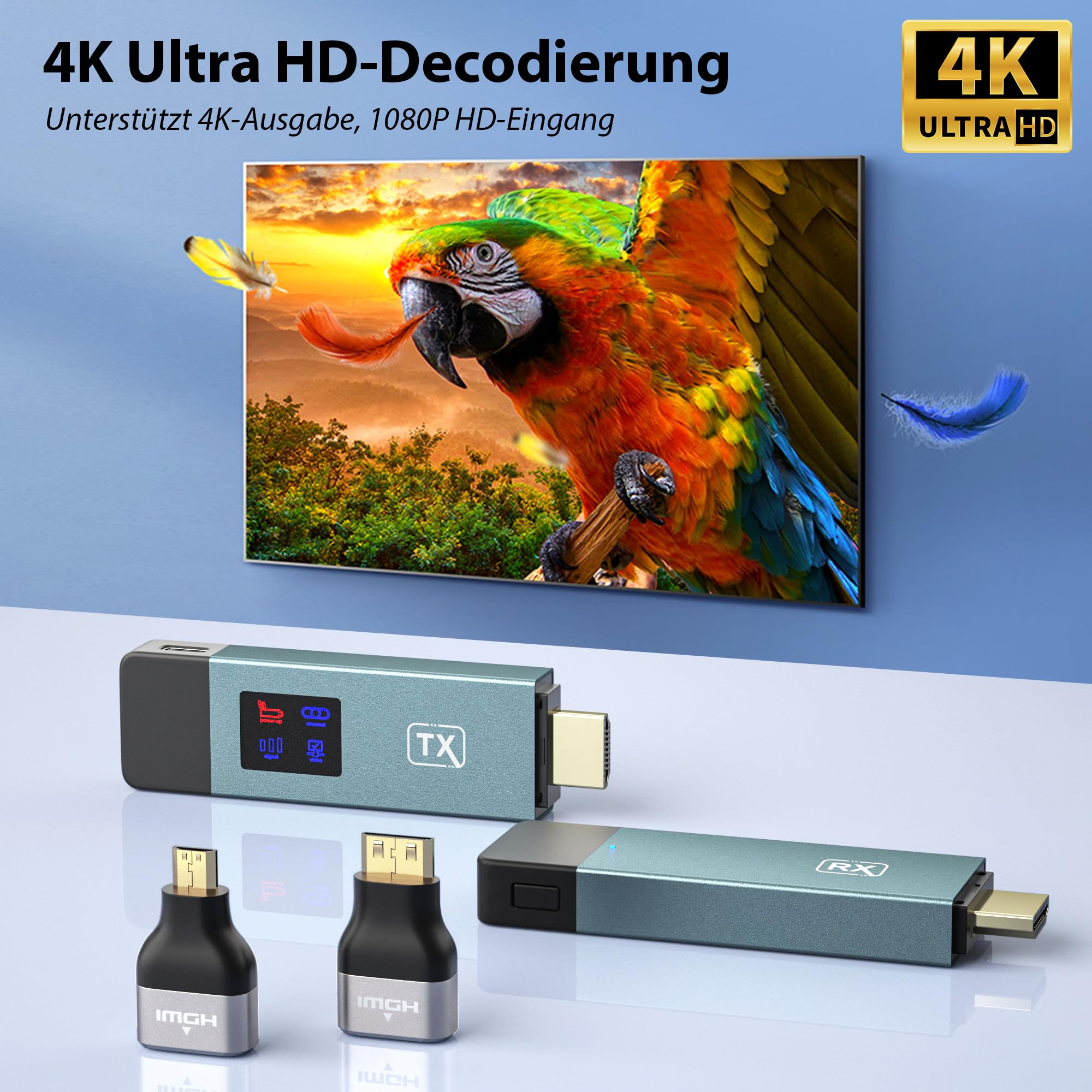 Bezprzewodowy transmiter i odbiornik HDMI, stabilne połączenie, 2,4 G/5 G, z ekranem LED, Plug & Play do strumieniowego przesyłania plików audio z laptopa, komputera PC do HDTV, projektora