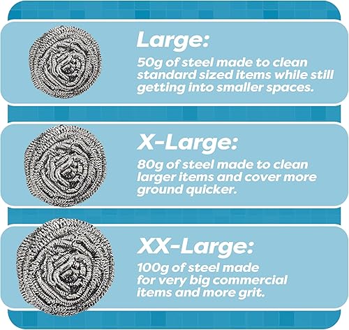 Miniatura 3 de Scrub It - Juego de 12 estropajos de acero inoxidable para limpiar platos, ollas, sartenes y hornos. Fácil de fregar para una limpieza difícil de la