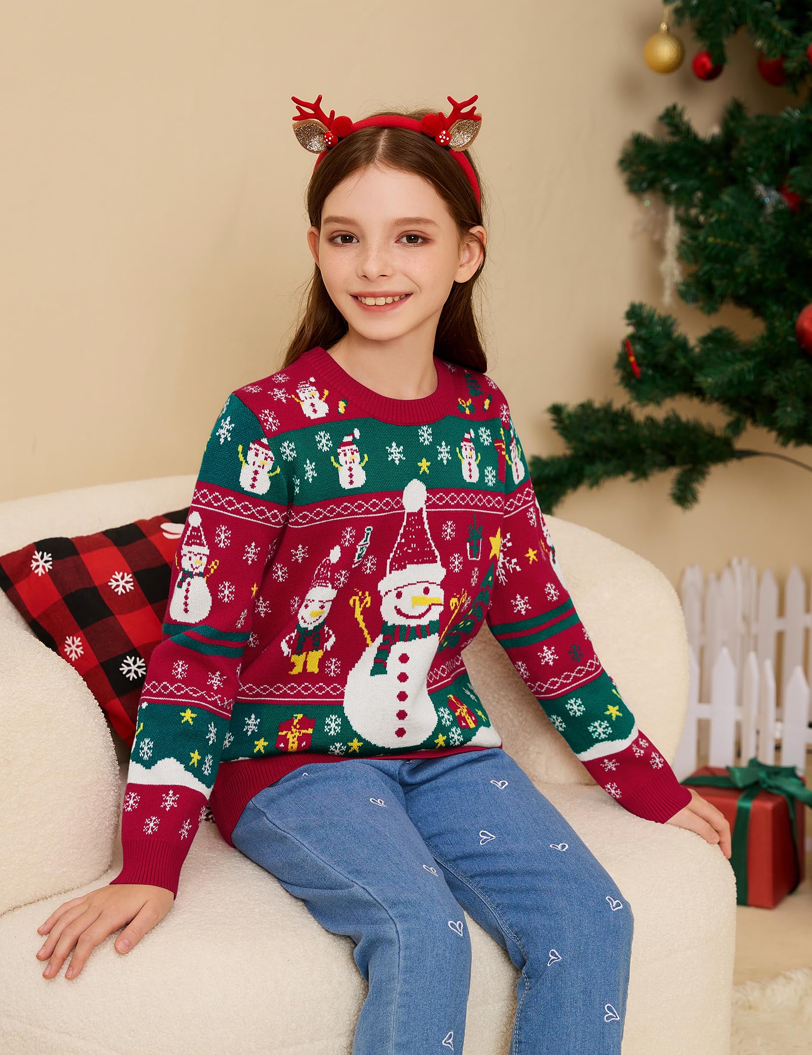 Jersey de Navidad para Mujer, Hombre, niños, Divertido, suéter navideño, Cuello Redondo, suéter de Punto, Unisex, Conjunto Familiar