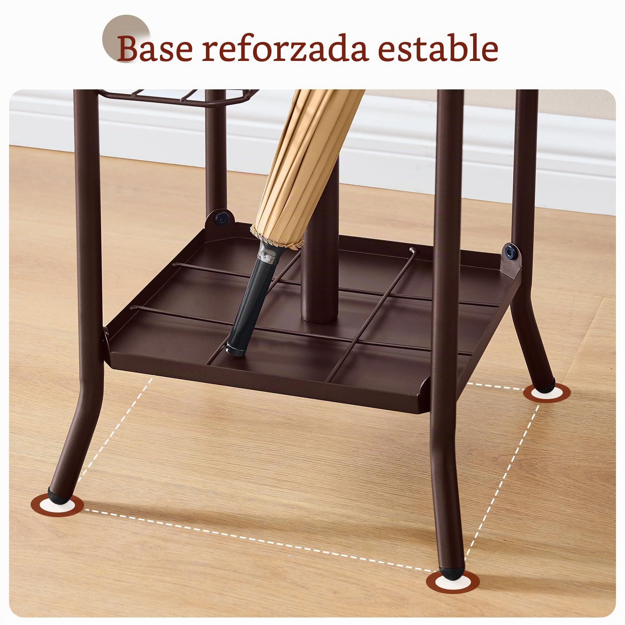 FAVOOSTY Perchero de Pie con Paragüero, Perchero con 12 Ganchos, Sala de Estar 185 cm de Alto, Perchero de Pie, para Salón, Dormitorio