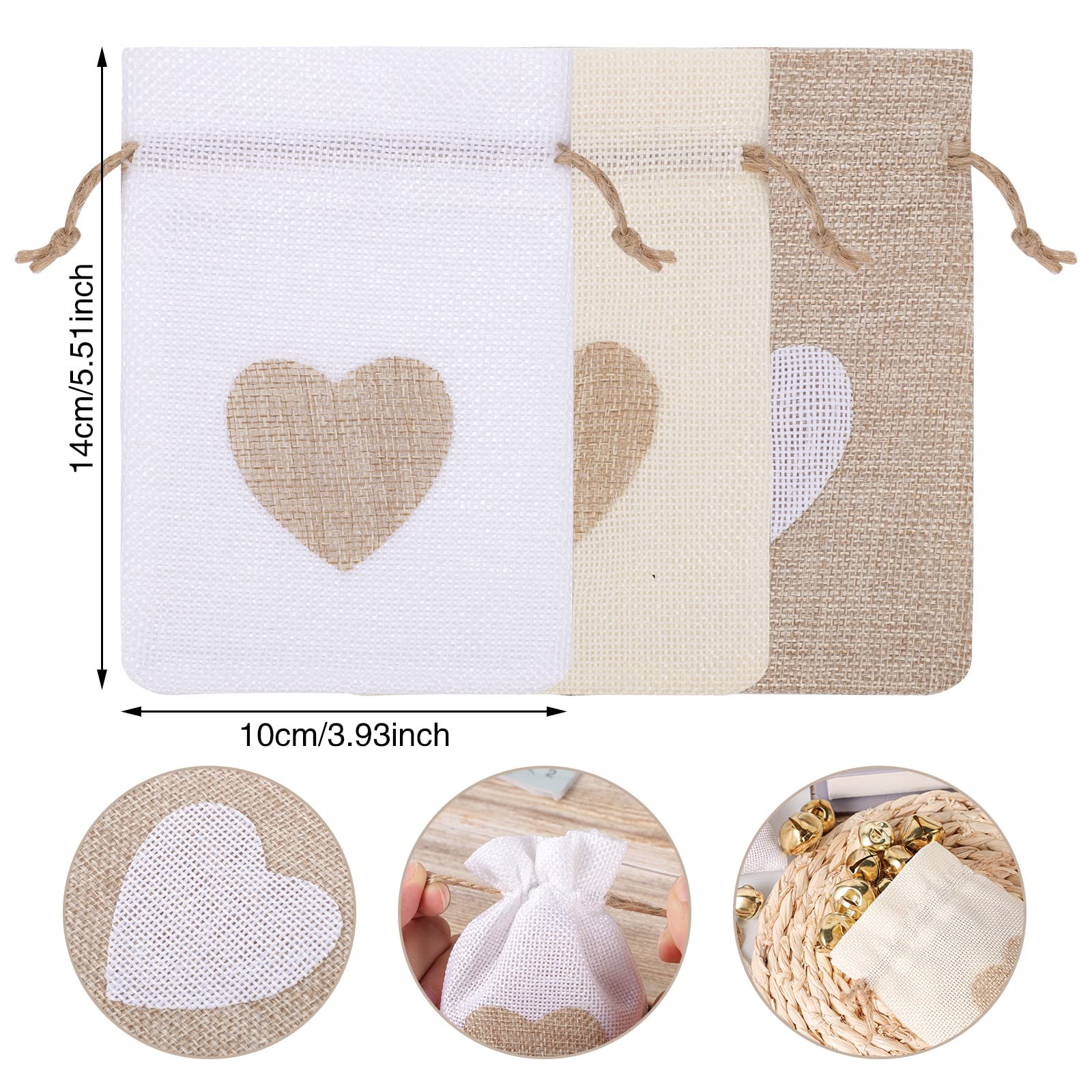 15 Stück Jutebeutel Mit Kordelzug 14x10cm - Wiederverwendbare Geschenktüten In 5 Farben