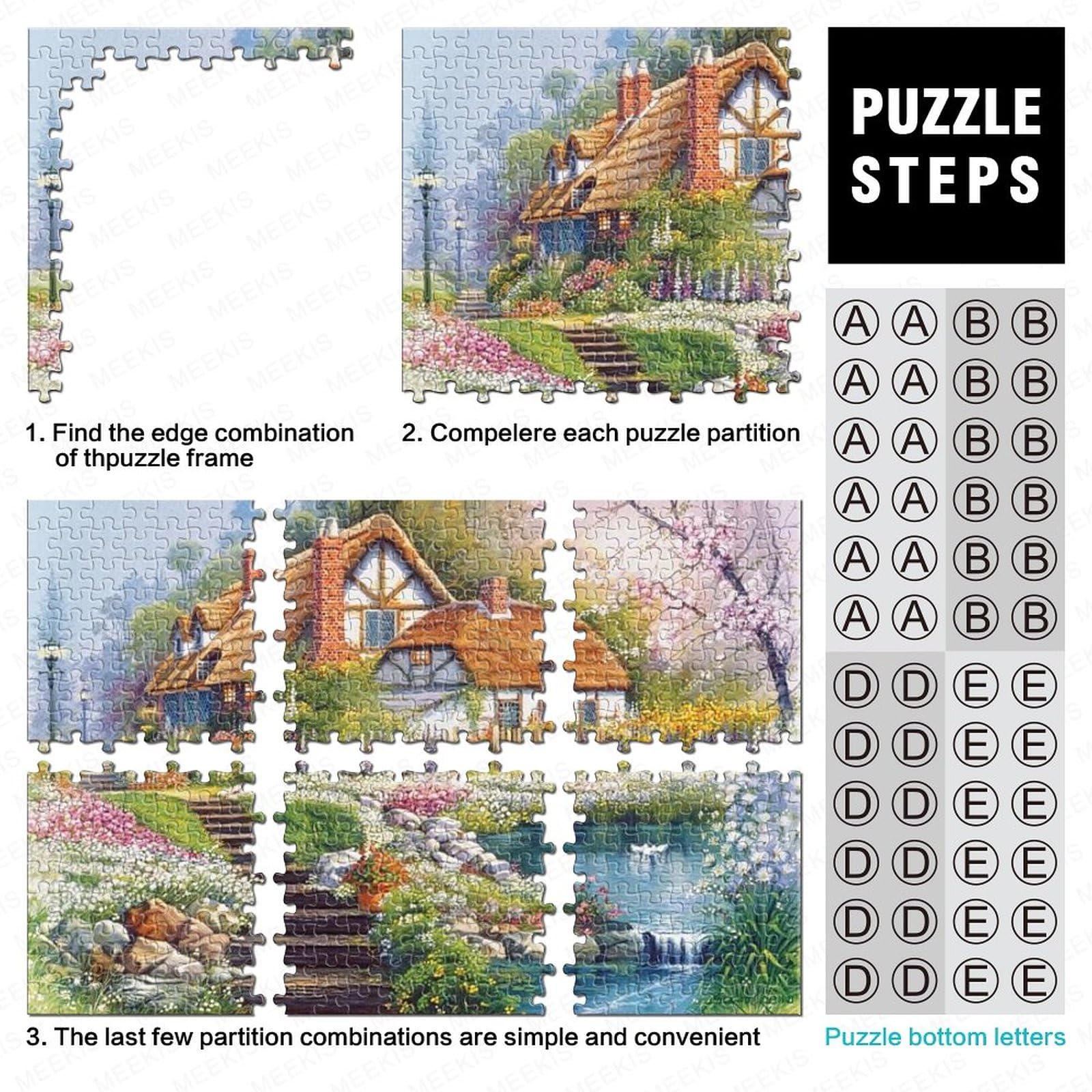 Puzzle De 300 Piezas Para Adultos, Temática De Comida Y Postres, Tamaño Final 40x28 Cm, Con Póster De Referencia Y División Por Letras En El Reverso