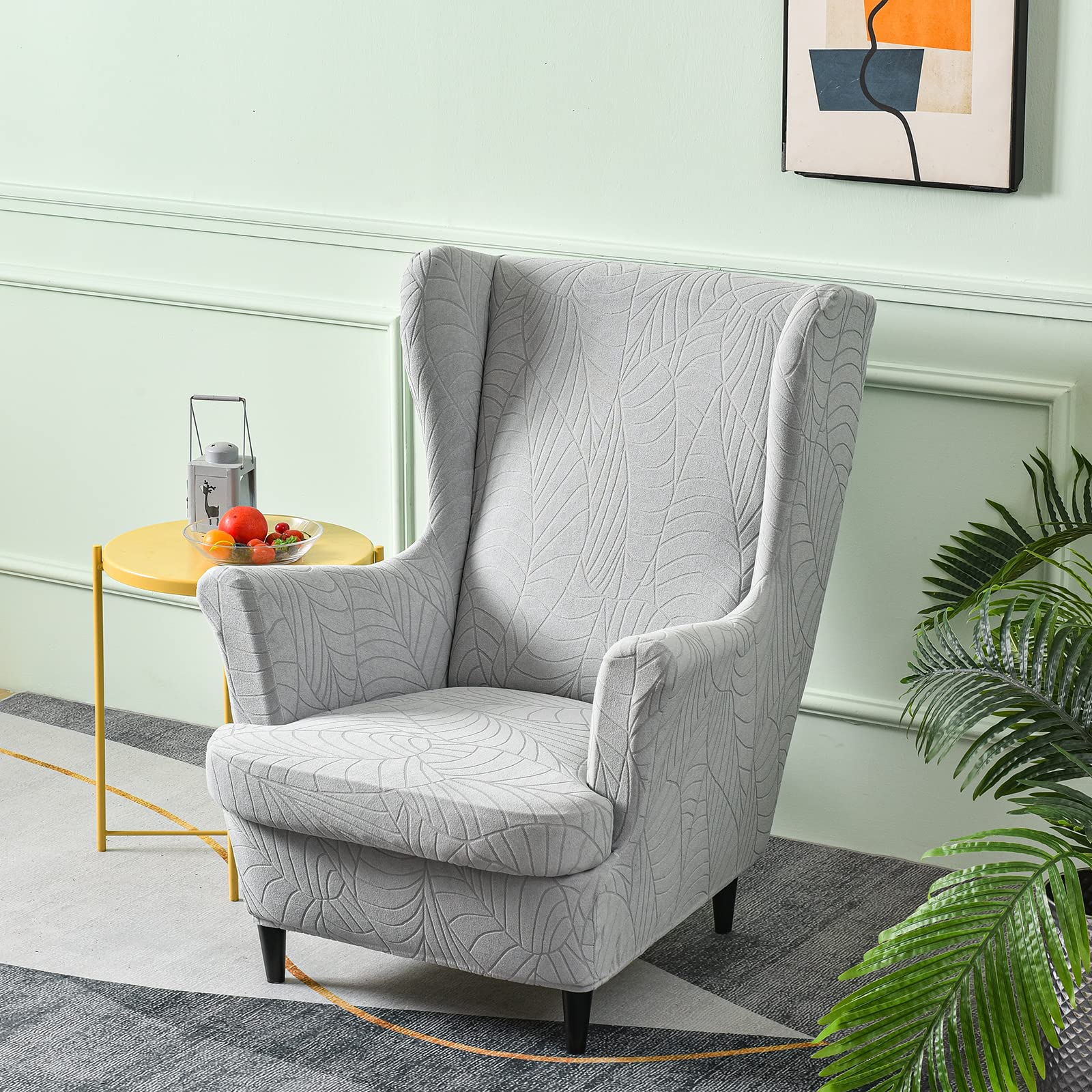 MALAIDOG Fodera per Sedia Wingback, Fodera per Sedia Wingback in Spandex 2 Pezzi, Fodere per Poltrona Wingback con Fondo Elastico per Camera da Letto