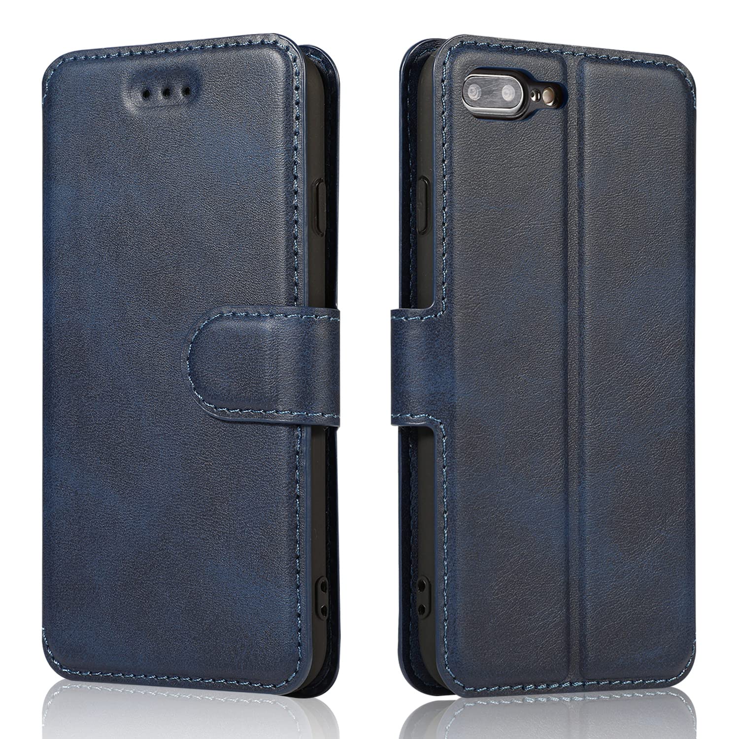 QLTYPRI for iPhone 7 Plus iPhone 8 Plus(5.5 inches) Case Premium PU Leather Simple Wallet Case TPU Bumper Card Slots Kickstand Magnetic Closure