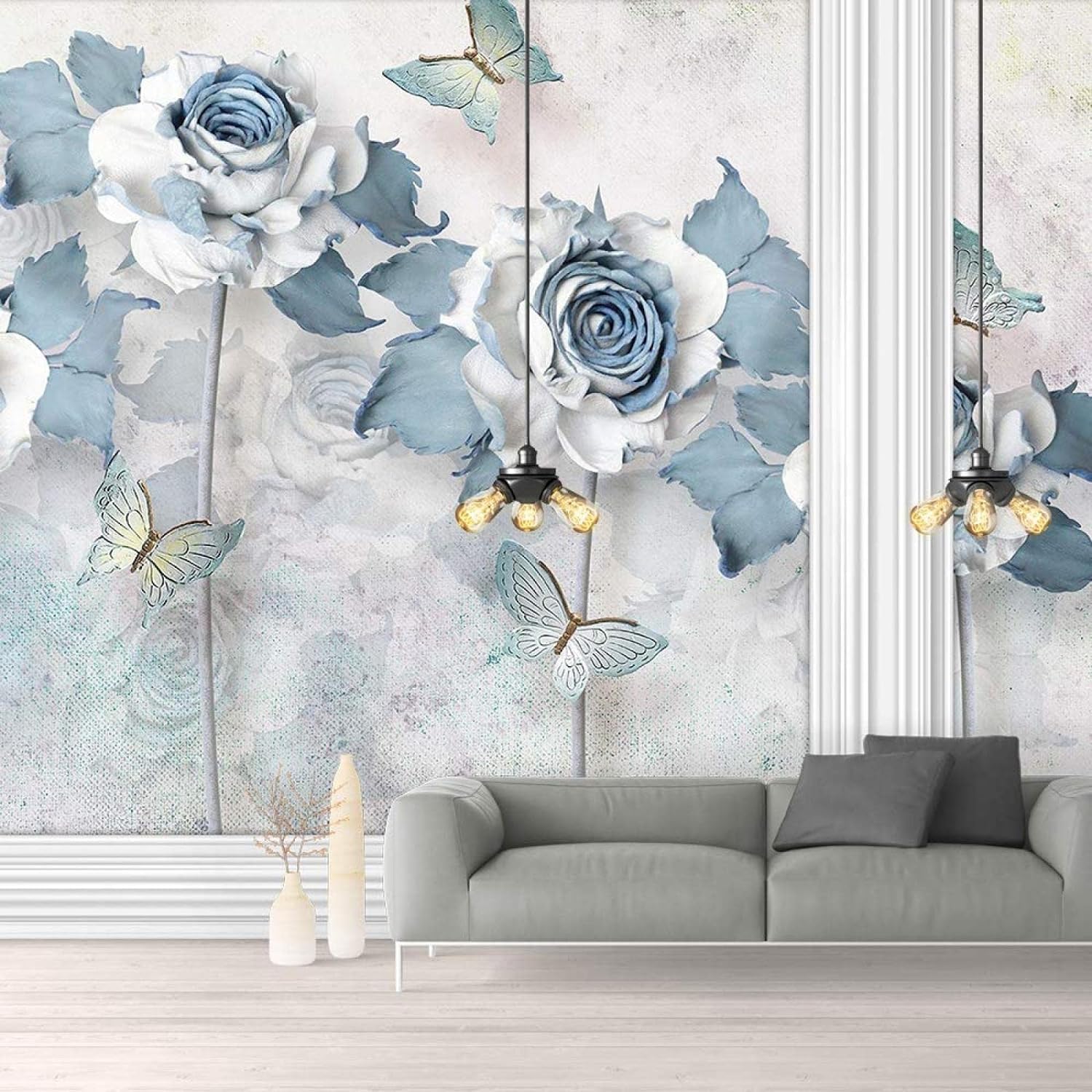 Décoration papier peint mural fleurs pour relooker une chambre d'enfants sans colle