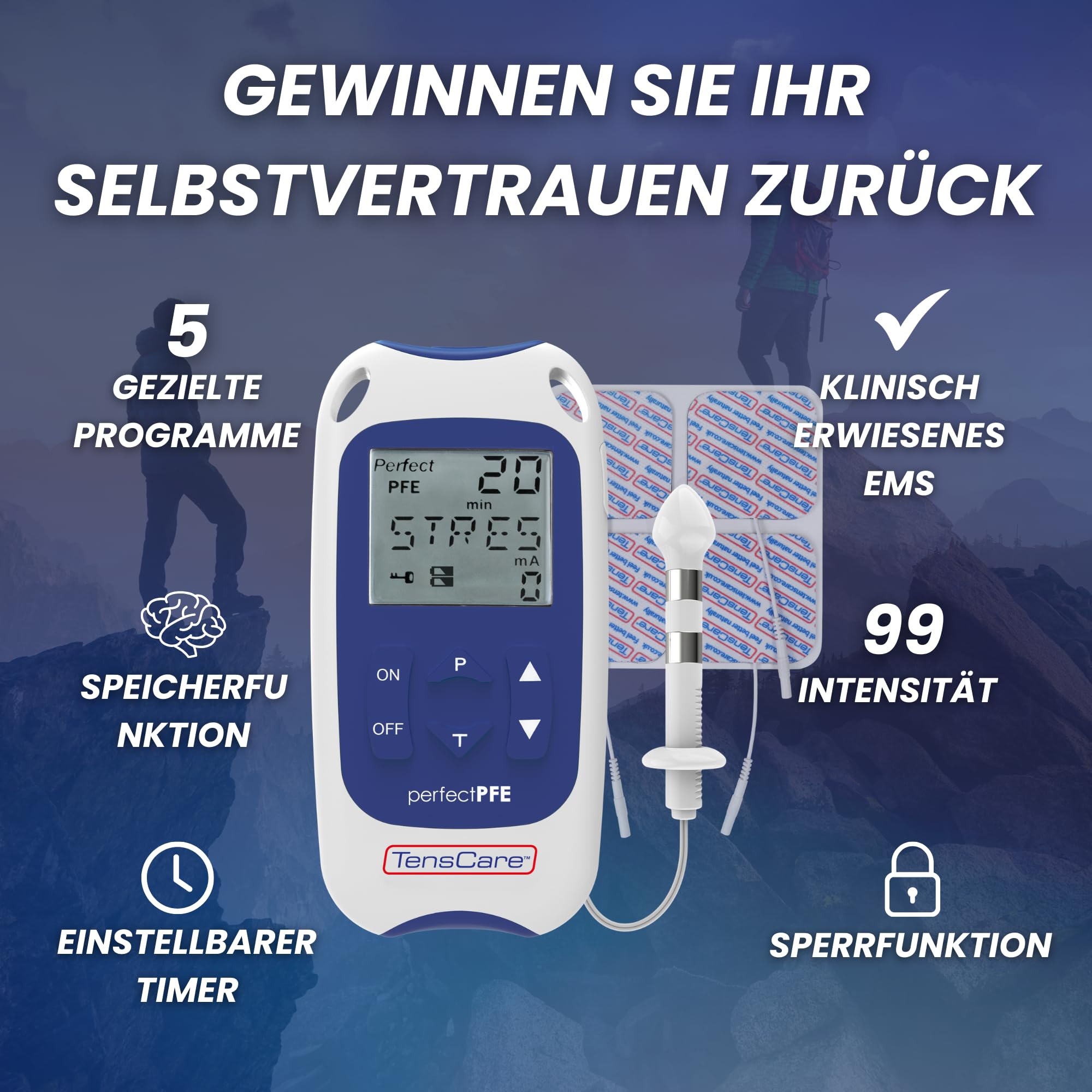 TensCare Beckenbodentrainer für Männer mit 113 ml Gleitgel – Zur Stärkung der Beckenbodenmuskulatur, Unterstützung der Darmfunktion und besseren Kontrolle