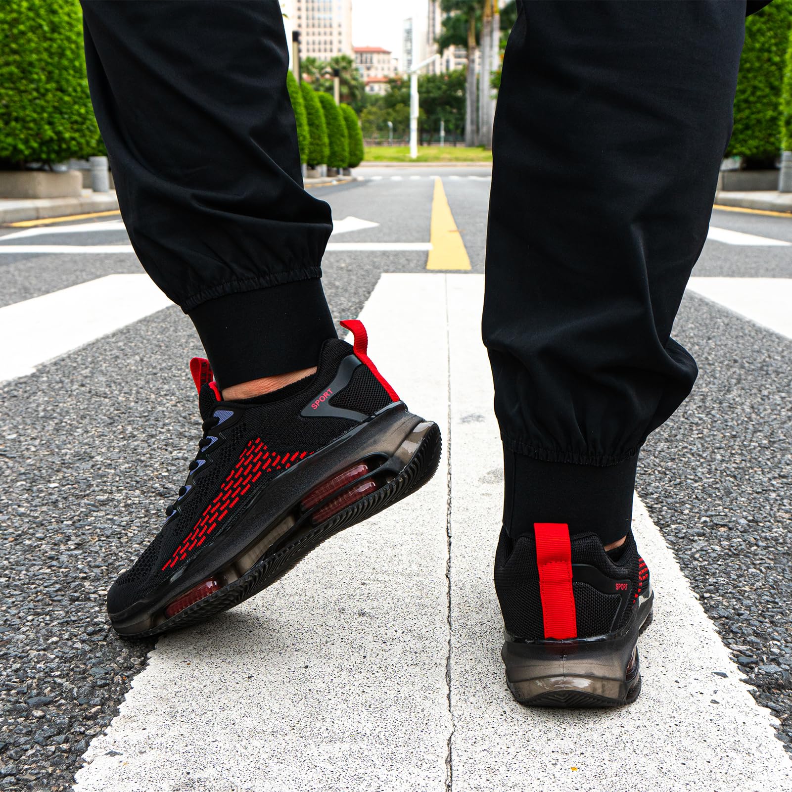 Hitmars Sneakersy męskie do biegania, buty sportowe, oddychające, lekkie buty do chodzenia, do aktywności na świeżym powietrzu, buty do biegania, sportowe, sneakersy, czarne, niebieskie, rozmiar 39-48