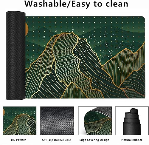 Miniatura 9 de MIOAOSRT Alfombrilla de escritorio, alfombrilla grande para mouse con textura de mármol con bordes cosidos, alfombrilla antideslizante para mouse