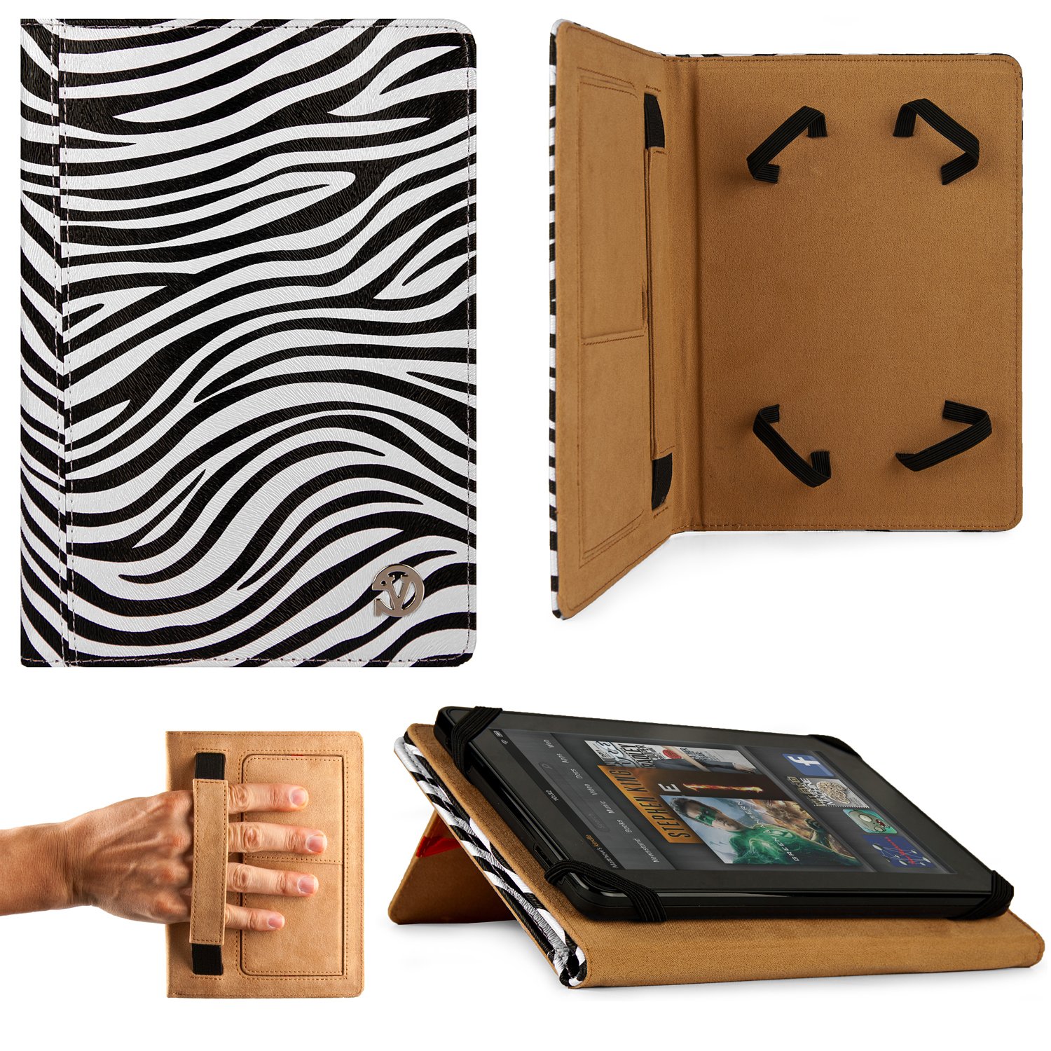 VanGoddy Mary Portfolio Self Stand Travel Case for Vox V93 (Zebra Print