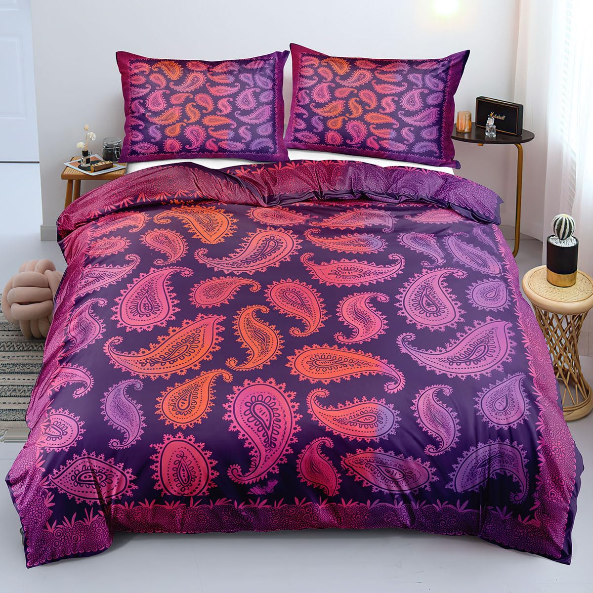 Parure de lit bohème cachemire pour sublimer la décoration d'une chambre d'adulte ou ado