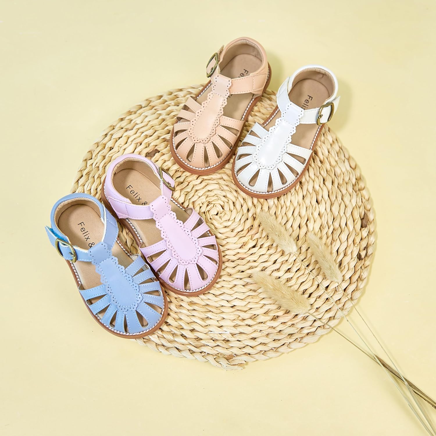 Felix & Flora Toddler Girls Sandals Soft Rubber Princess Flat Shoes Summer Flower Girl Shoes - Image 2