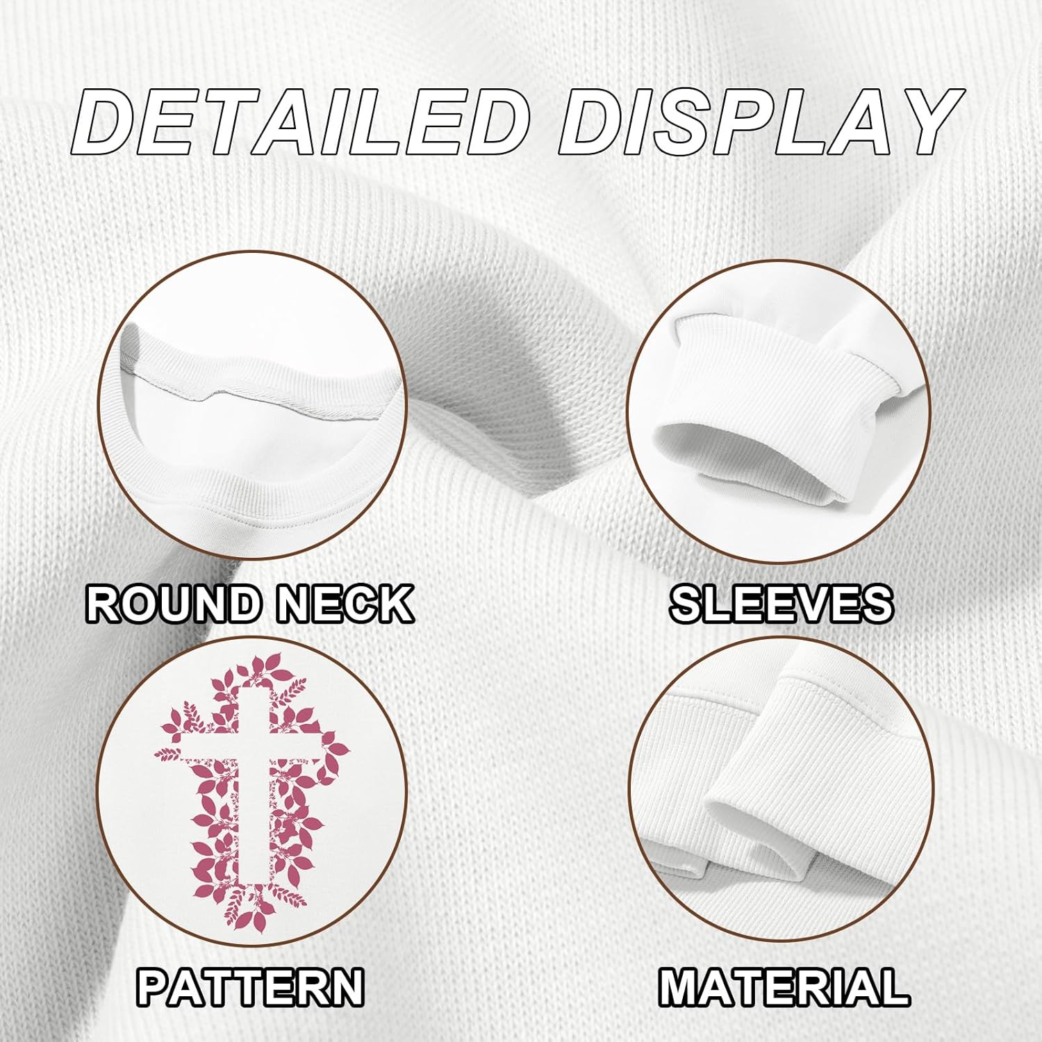 Christian Sweatshirts for Women Faith Cross Jesus Sweatshirt Inspirational Religious Hoodie Graphic Pullover Tops - Image 7