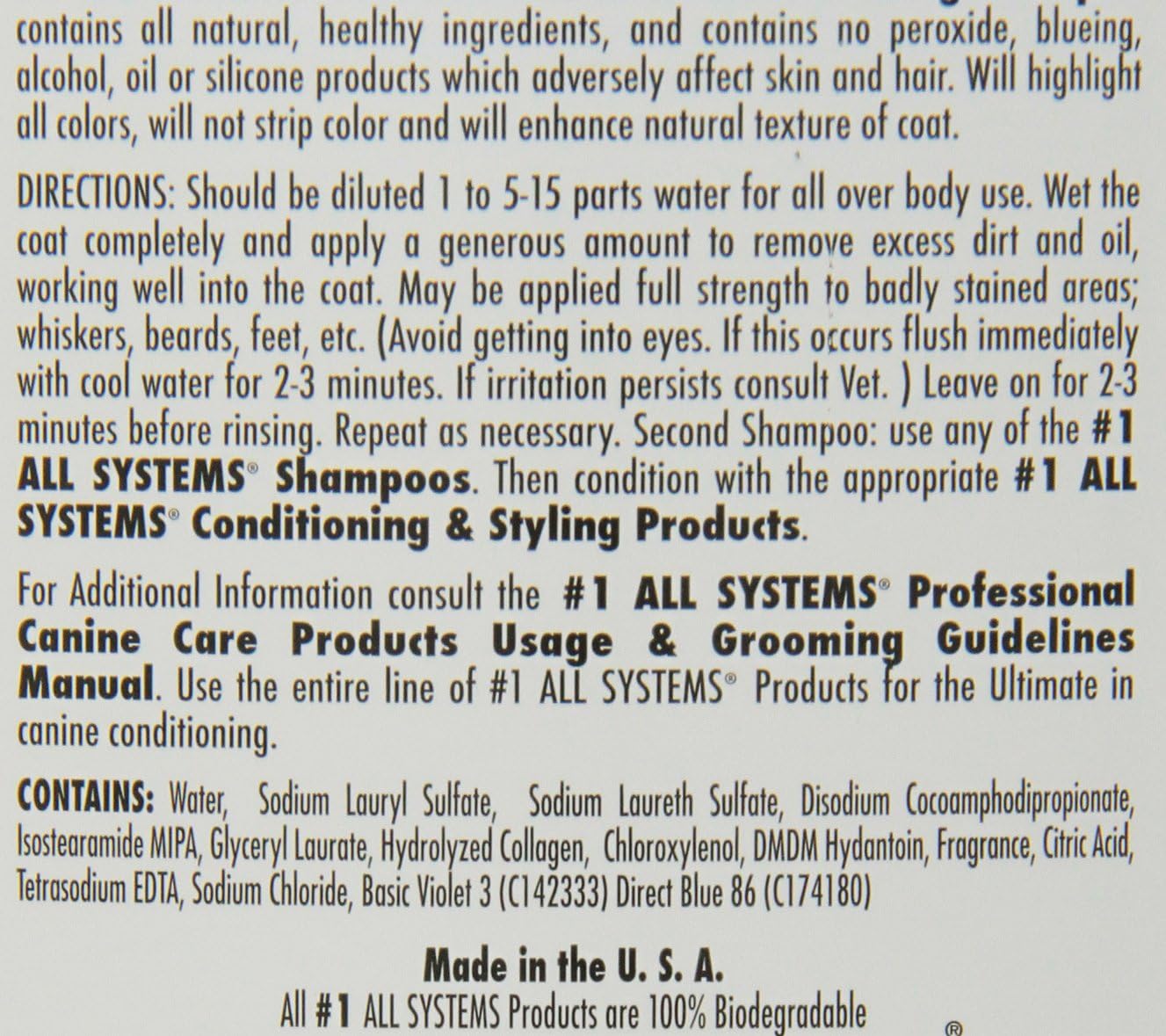 #1 All Systems Professional Formula Whitening Dog and Cat Shampoo, 1-Gallon
