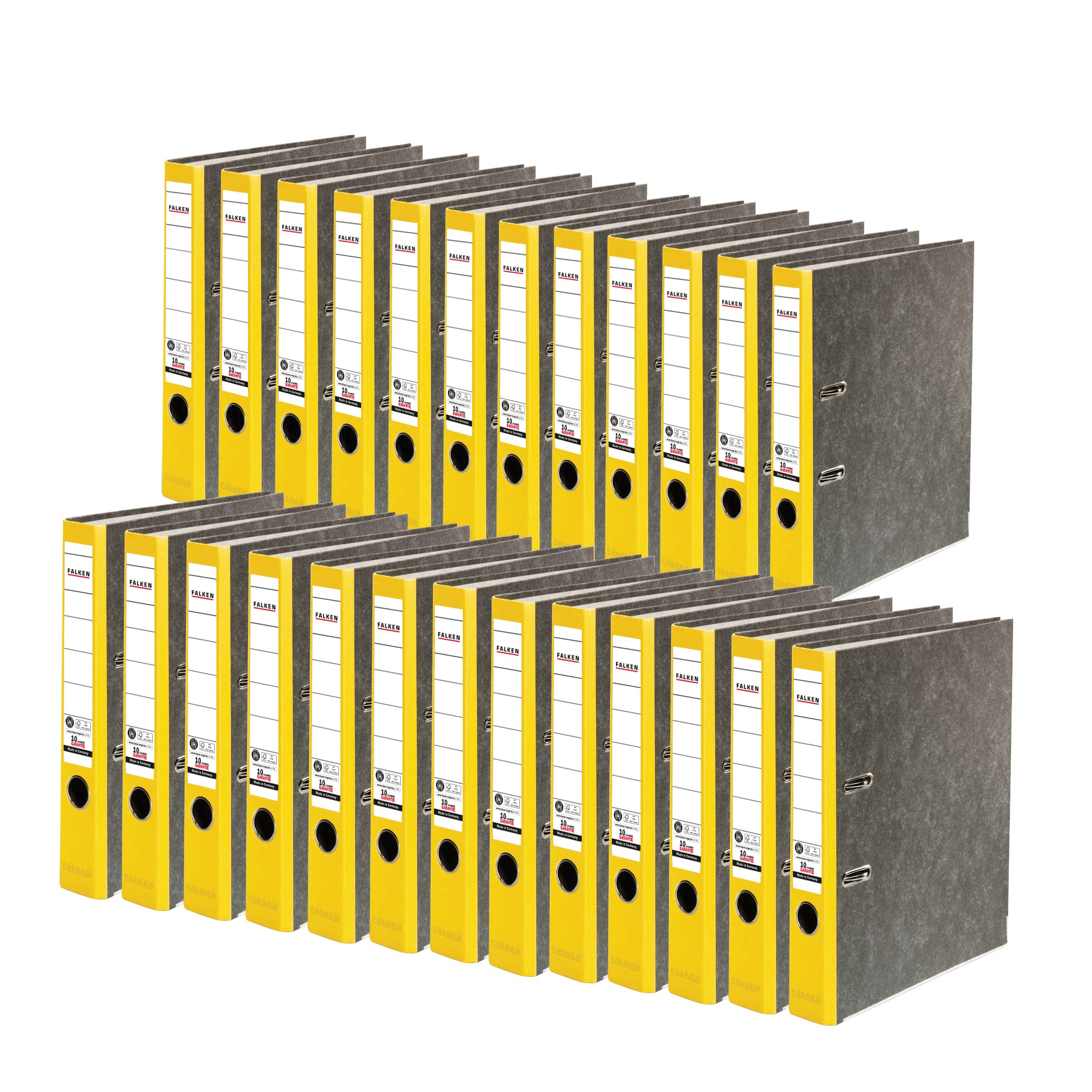 Exacompta 80023625002F FALKEN - Raccoglitore a leva per riciclaggio, adatto per documenti A4, dorso 50 mm, etichetta dorso, foro in metallo, confezione da 25, colore: giallo