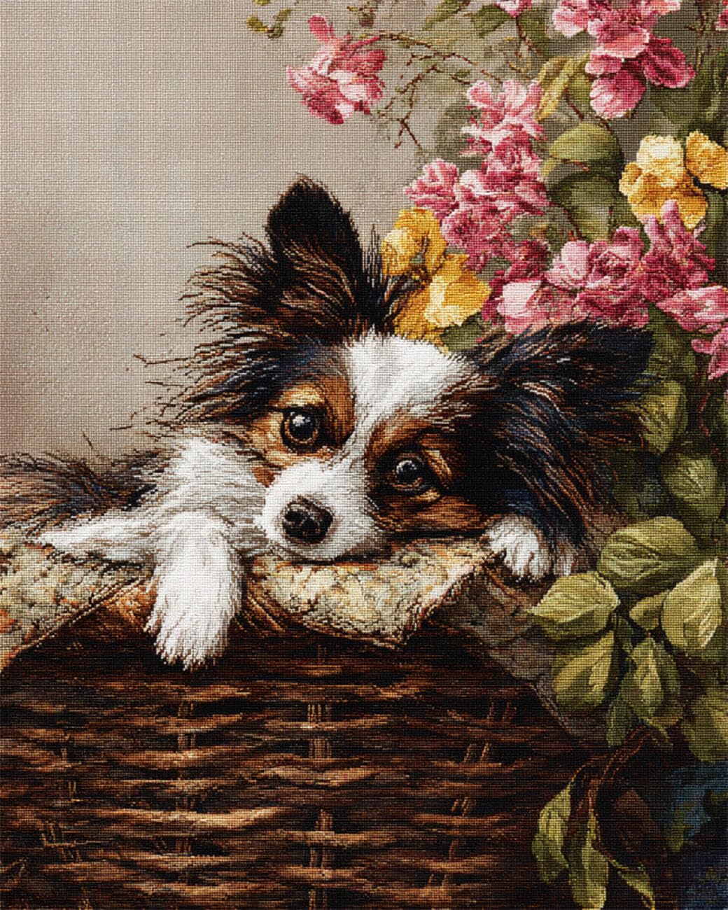 AYAOYANGGO Animal DIY Bead Embroidery Kits Dog and Butterfly Beadwork Craft Kit for Beginners,Needlework Set,Preprint Pattern Decor Wall Art 50x60cm