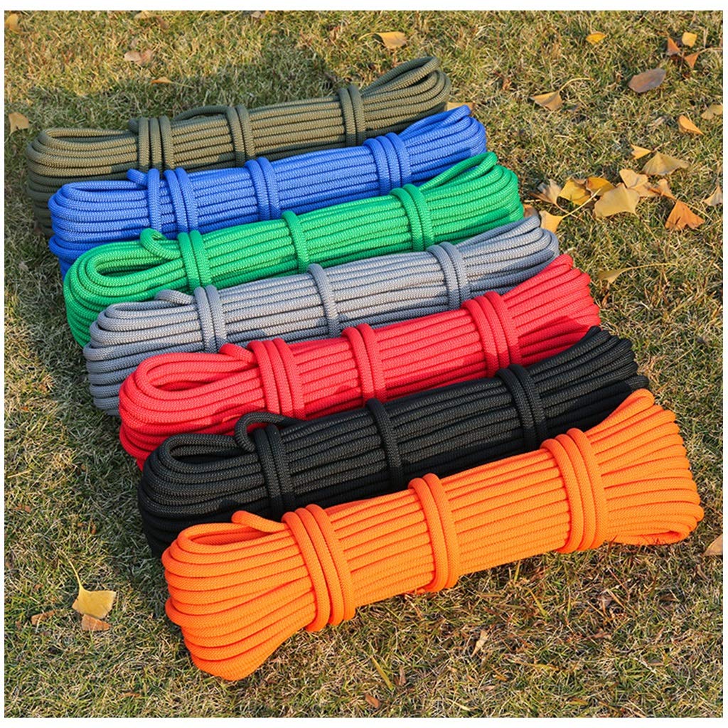 Kletterseil 9,5 mm lebensrettendes statisches Seil, Outdoor-Speed-Drop-Seil, Kletterseil, Hundeleine, Camping-Rettung, Karabiner, Abenteuerseil, feuerfestes Nylonseil (Größe: 30 m)