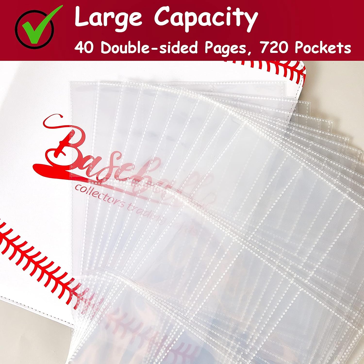 Buy 720 Pockets Baseball Card Binder PU Leather Baseball Card Holder