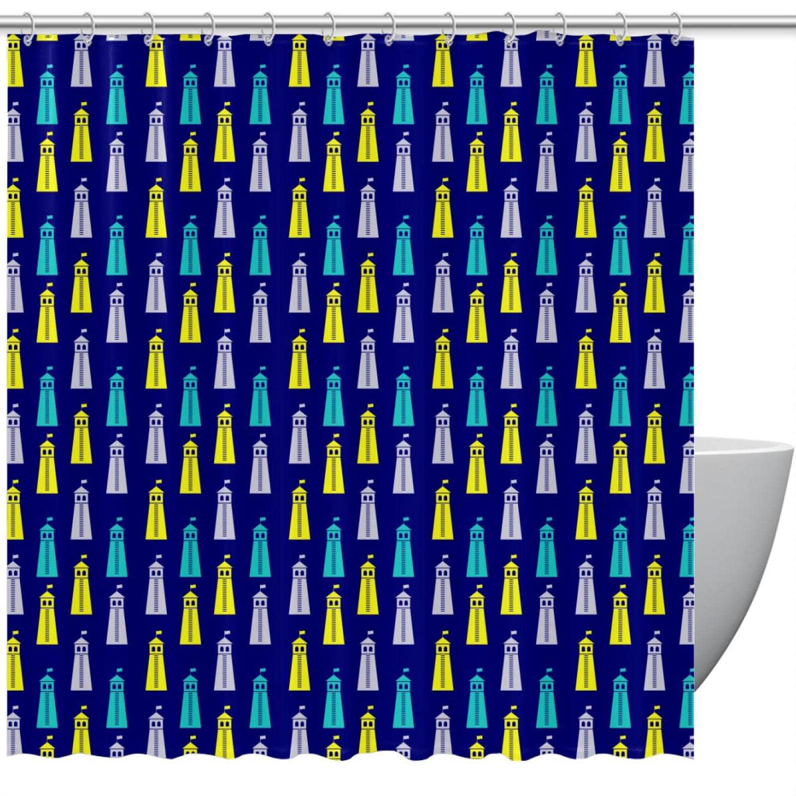 Rideaux de douche nautiques bleus en tissu de qualité supérieure